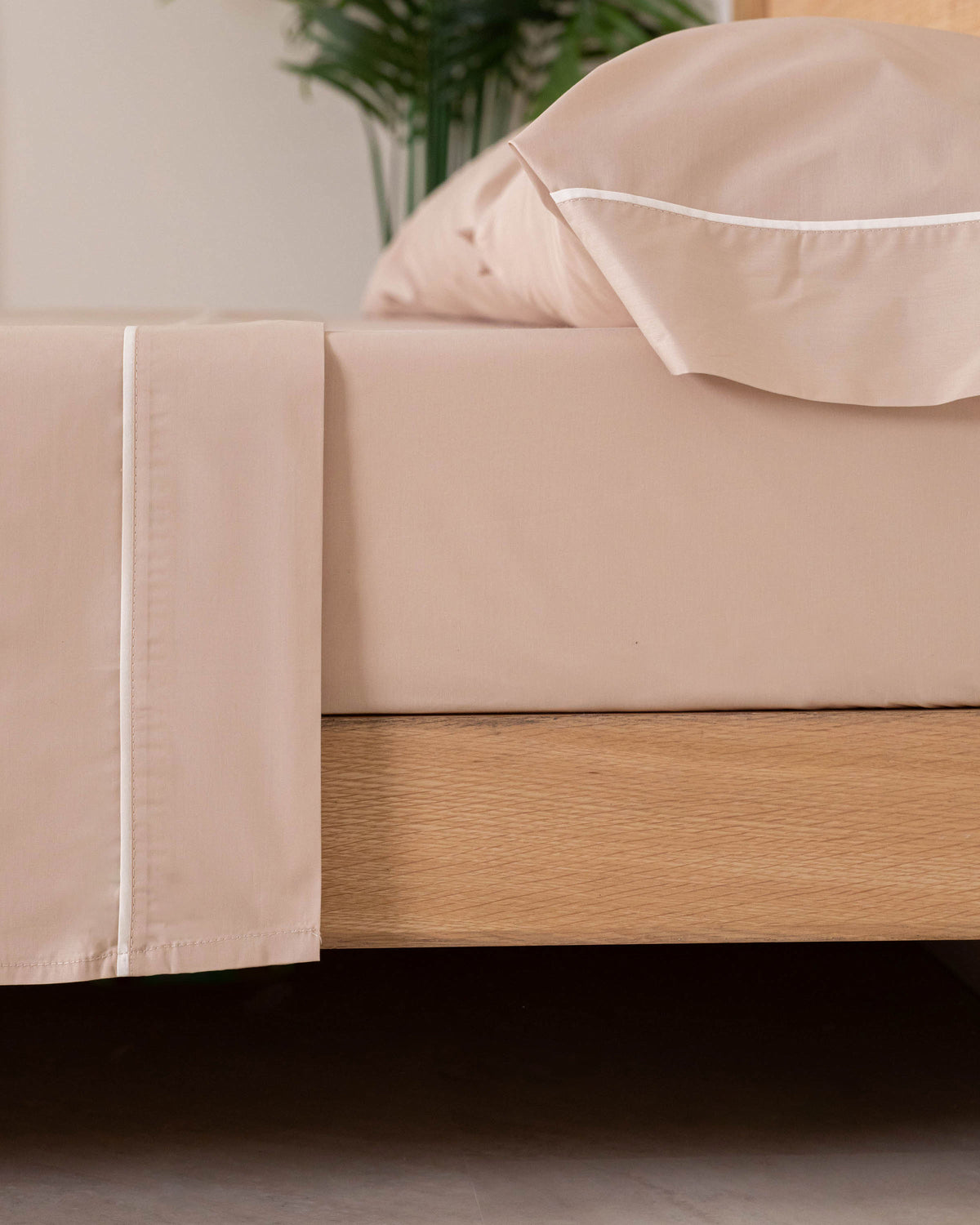 Drap-housse en percale de coton (taupe)