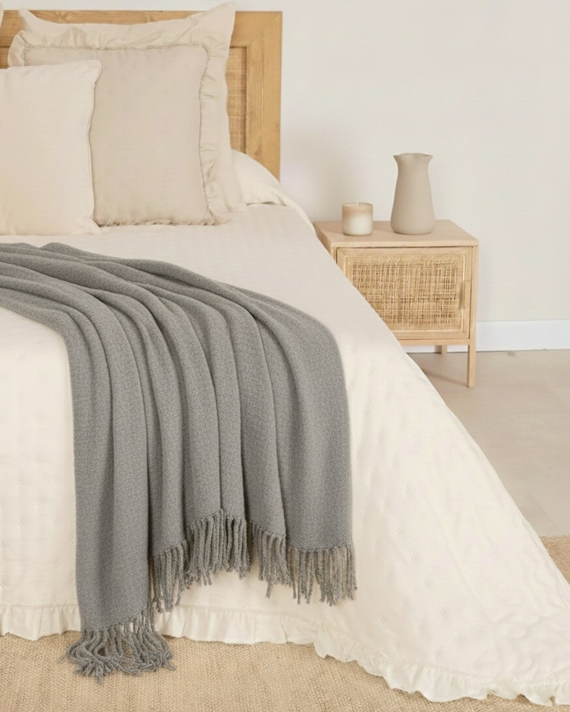 Plaid Chenilla Gris Claro