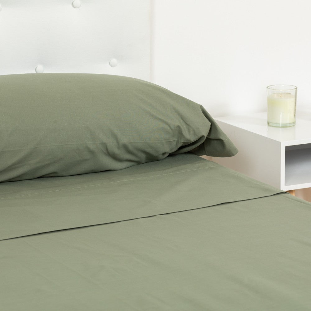 Juego sábanas algodón percal verde cacería (180 hilos)