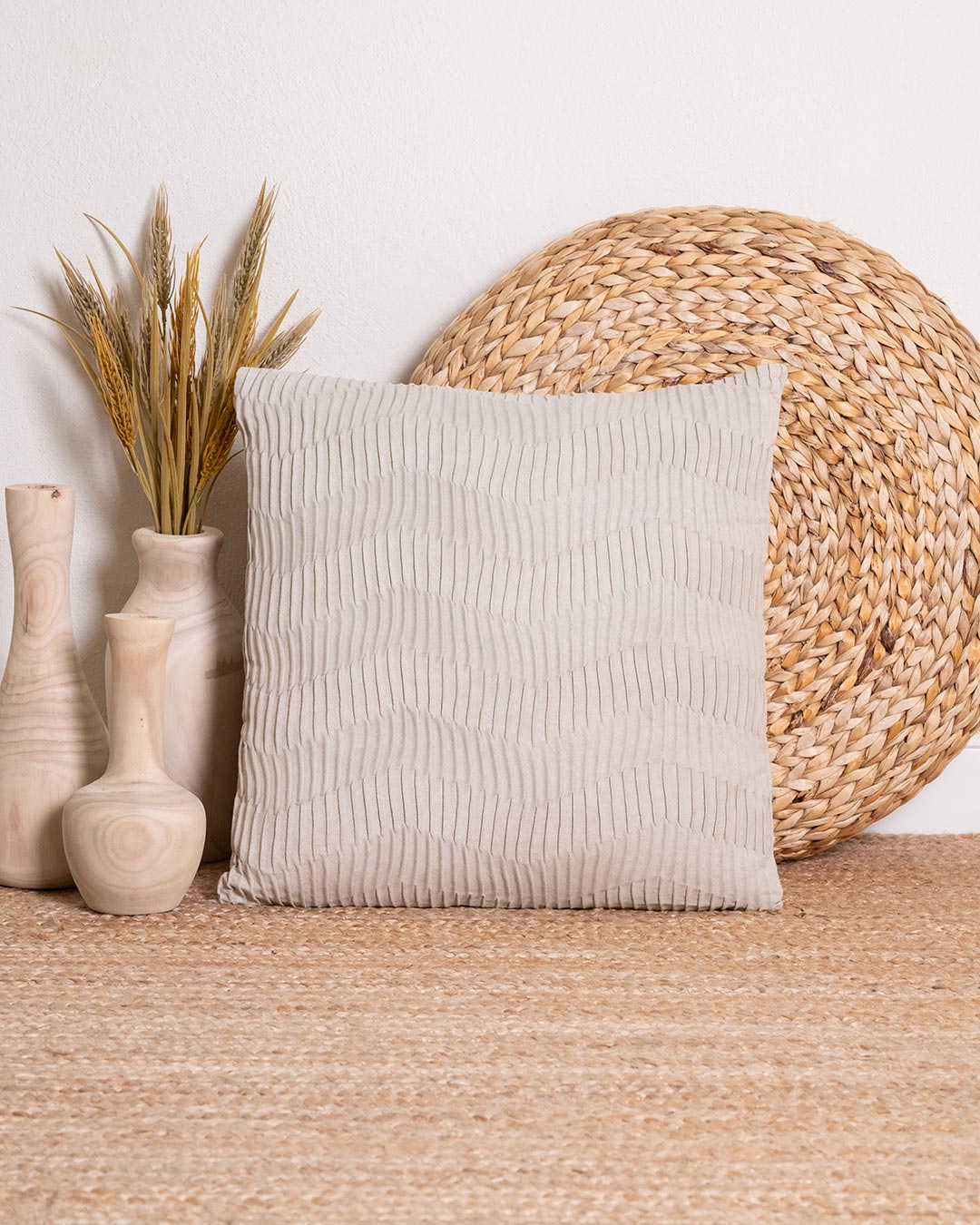 Nouveau coussin Trace en daim taupe