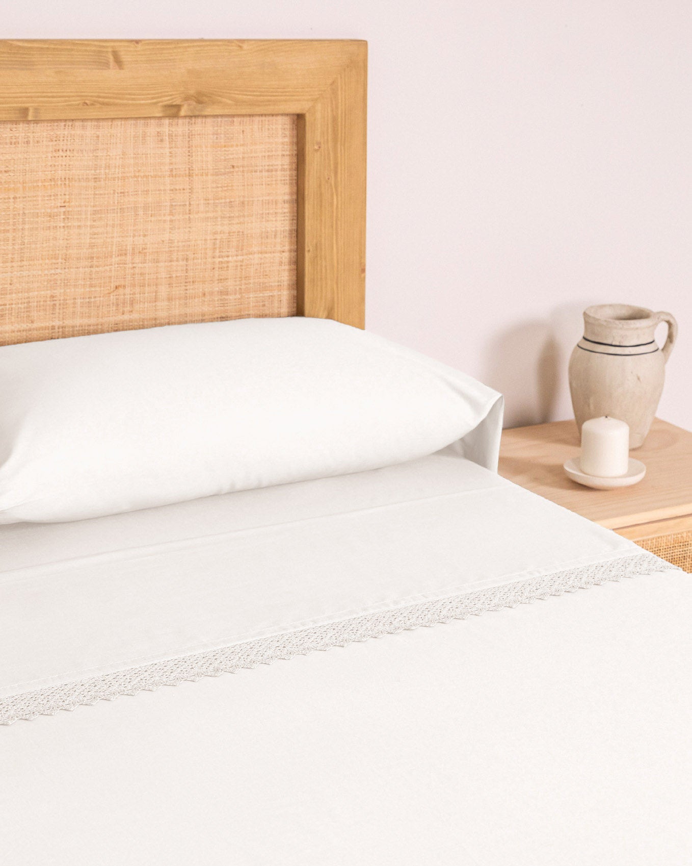 Juego de Sábanas Aplique Lisas Blanco