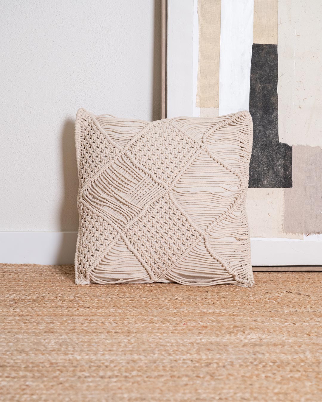 Cojín Minoto Macramé Algodón Natural