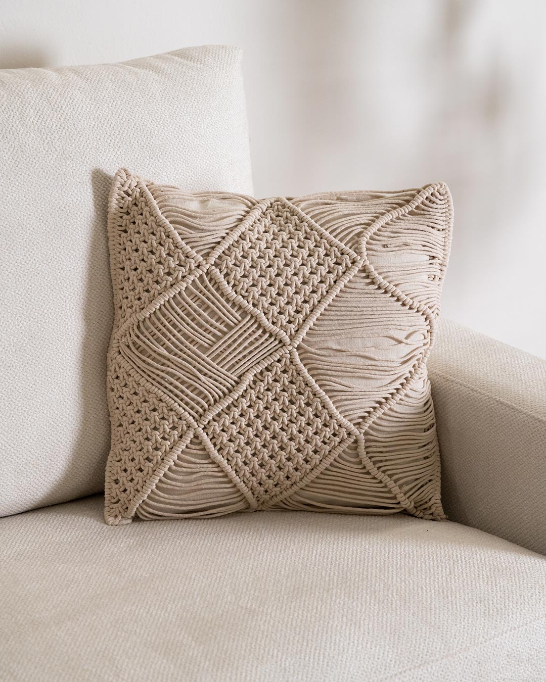 Cojín Minoto Macramé Algodón Natural