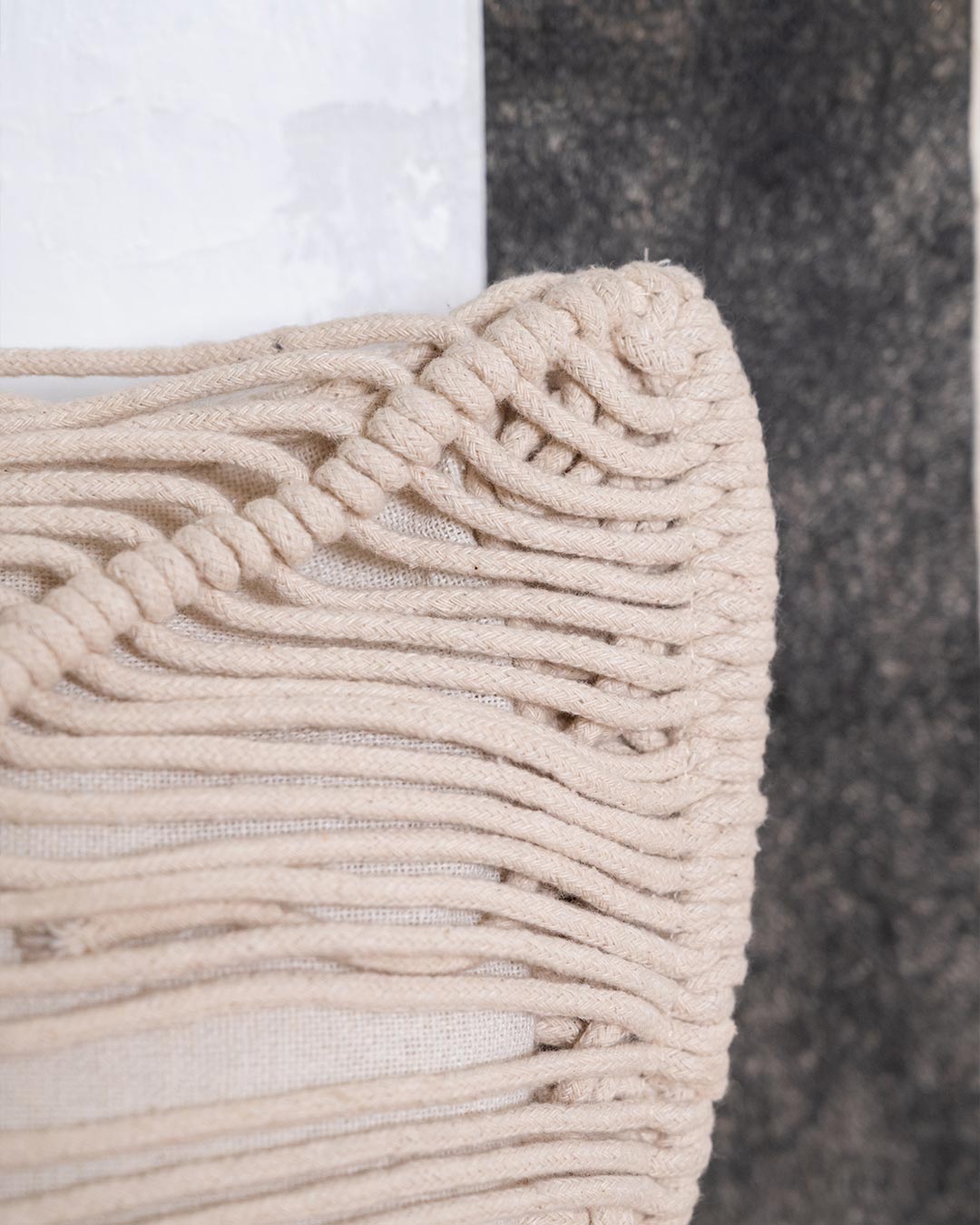 Cojín Minoto Macramé Algodón Natural