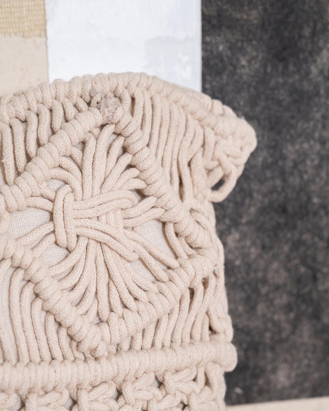 Cojín Presire Macramé Algodón Natural