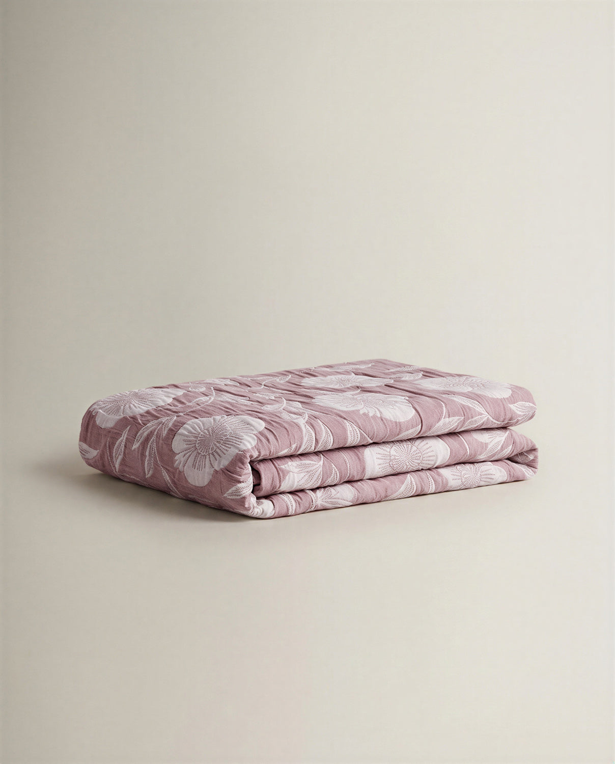Colcha doble tela jacquard canna rosa keike