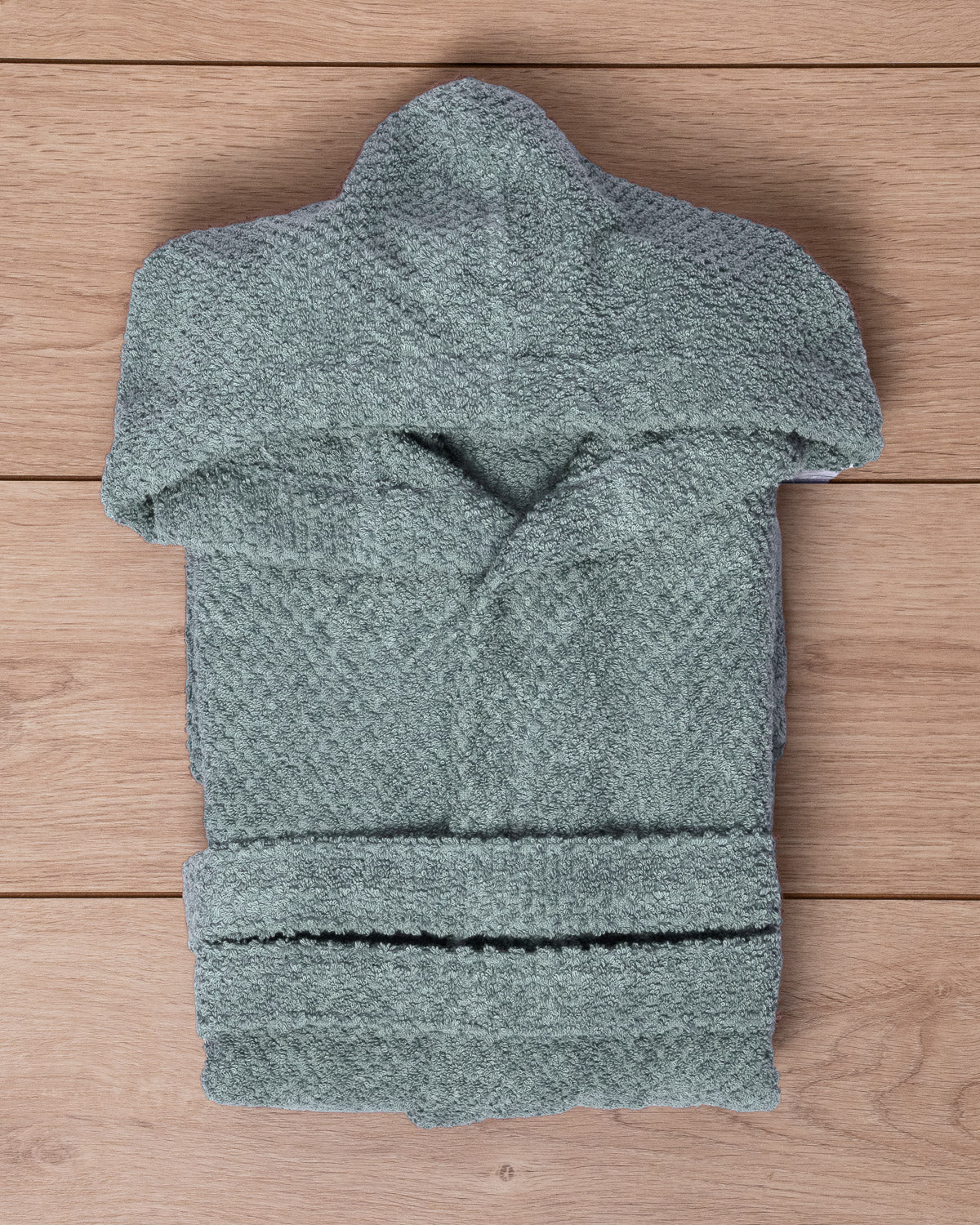 Albornoz Capucha 450g Chenilla Liso Verde Keike