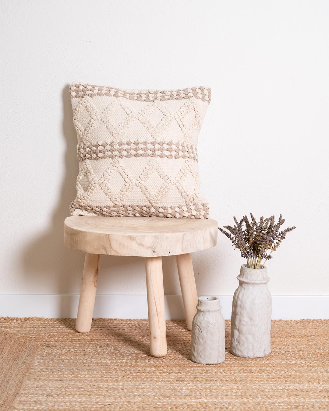 Taupe Cotton Basette Cushion
