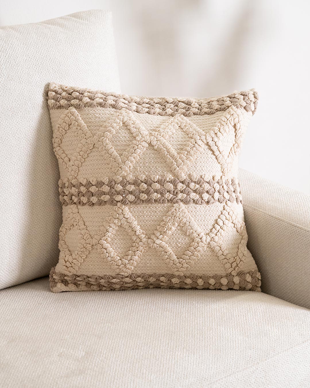 Taupe Cotton Basette Cushion