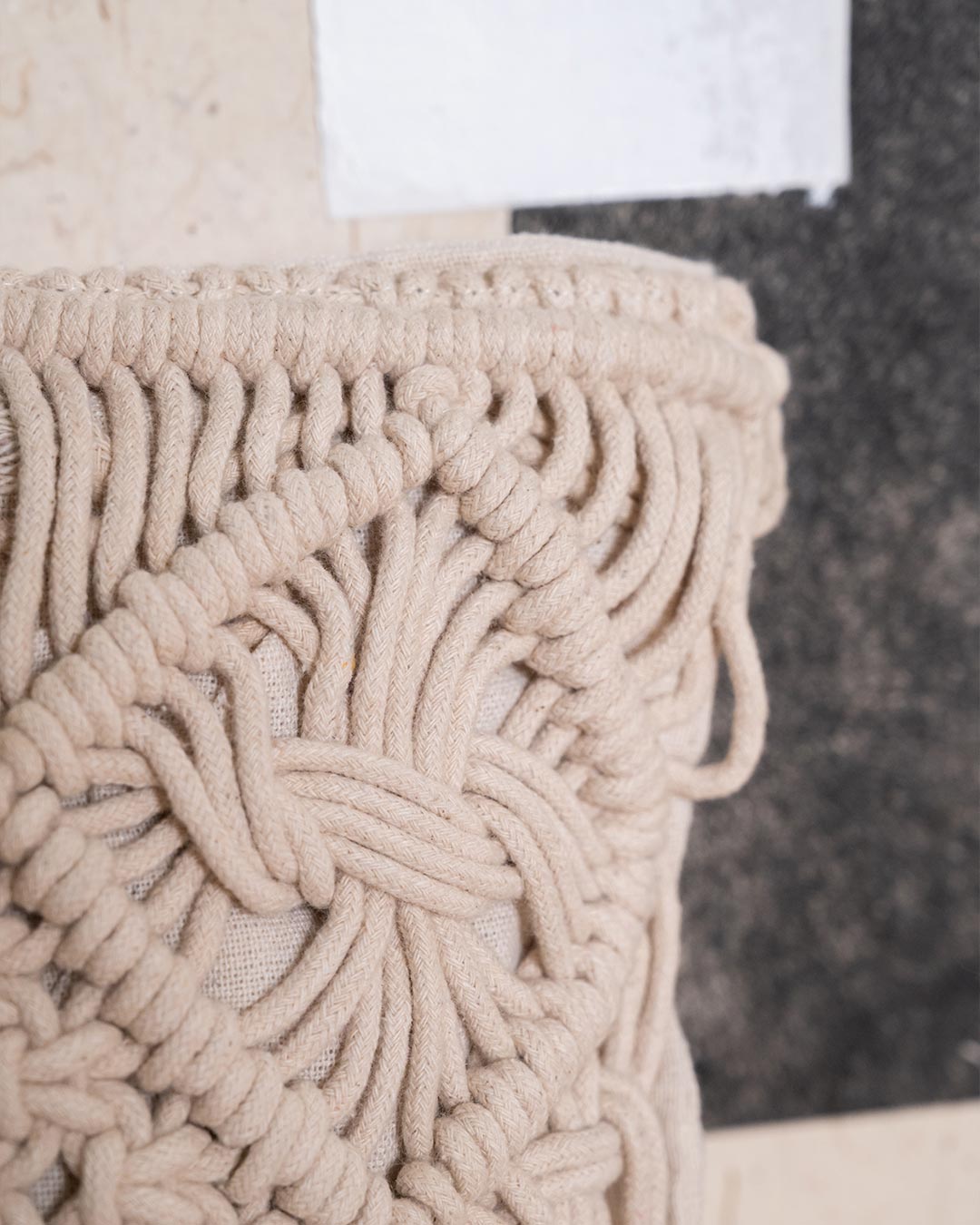 Cojín Nador Macramé Algodón Natural