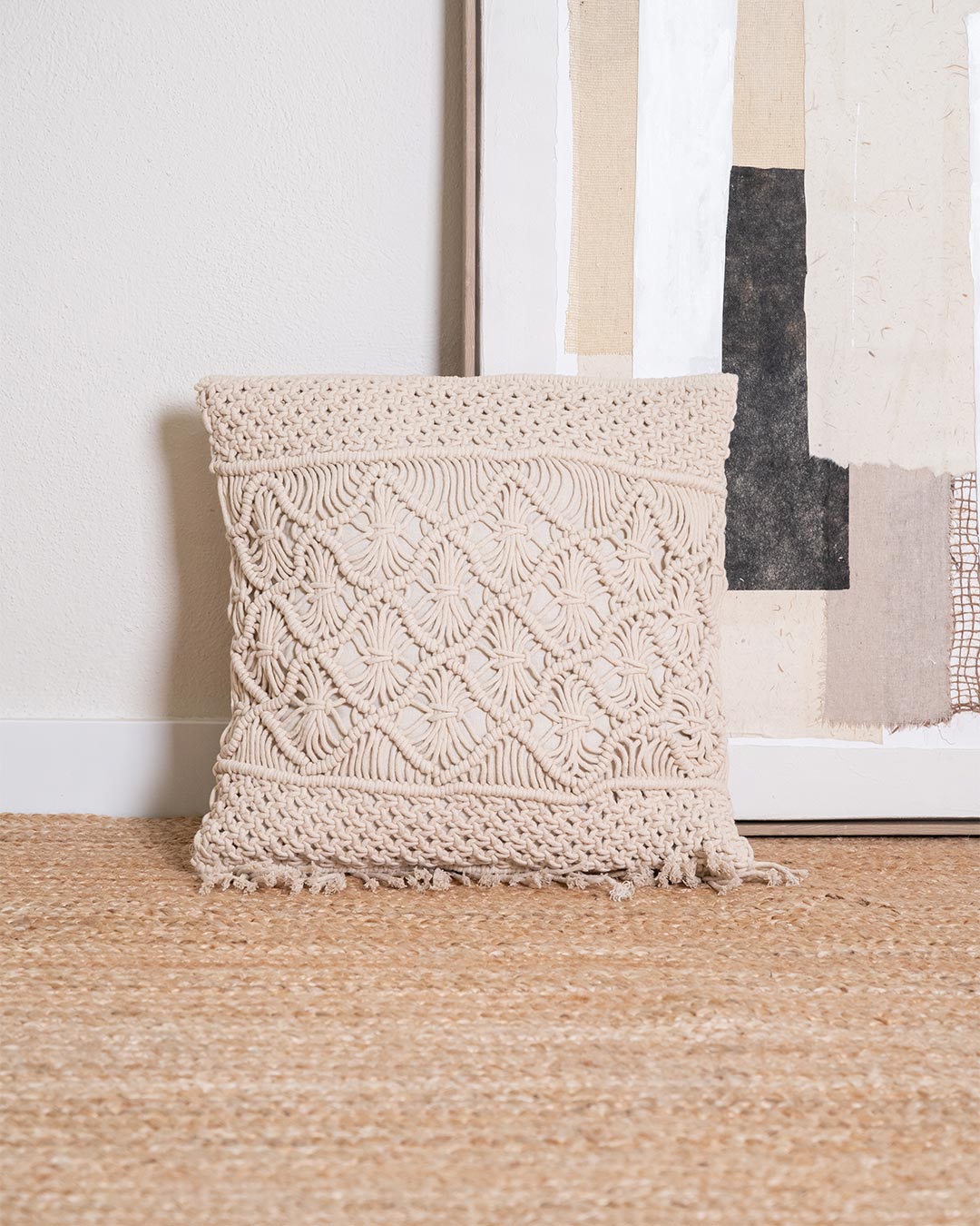 Cojín Valiartis Macramé Algodón Natural