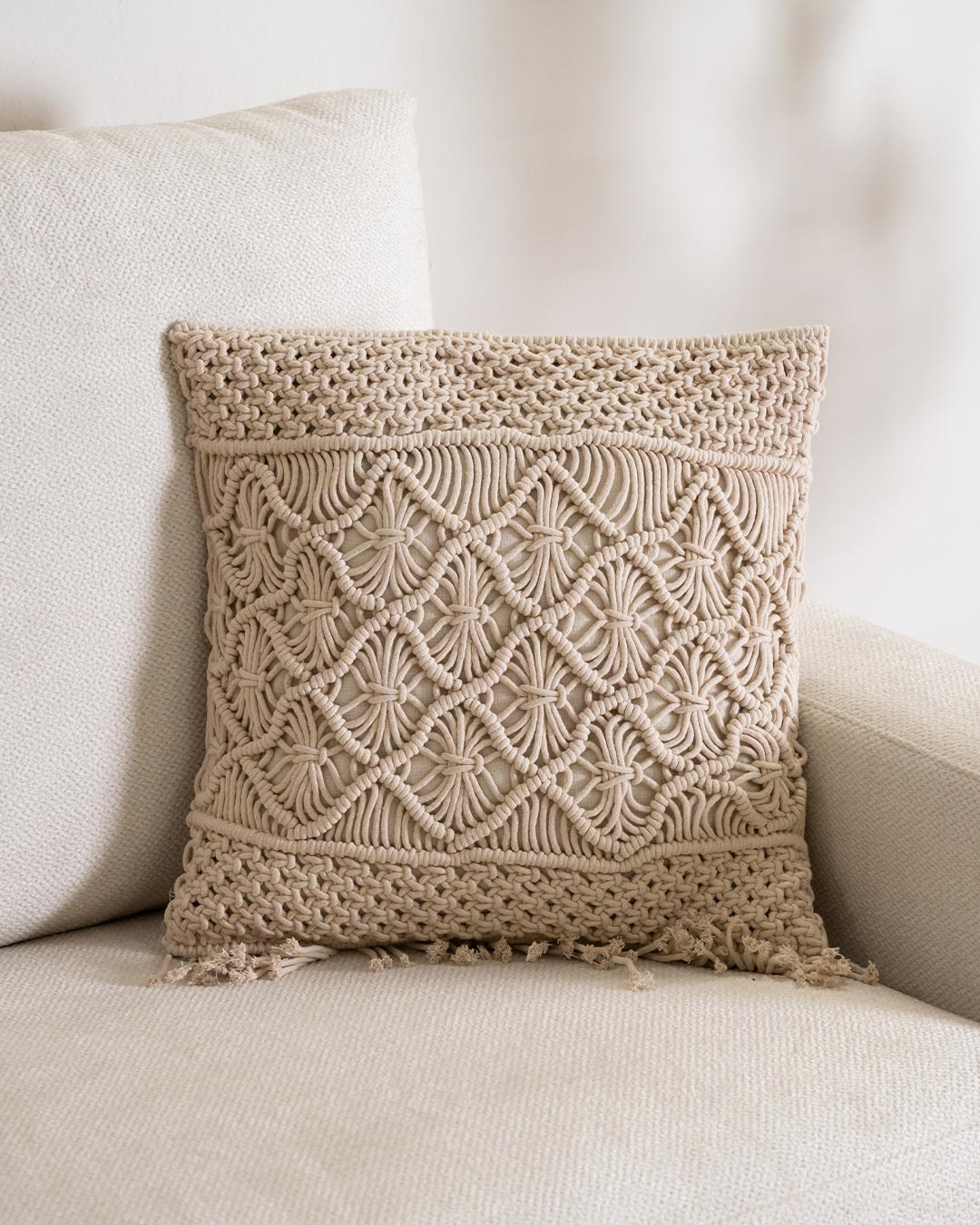 Cojín Valiartis Macramé Algodón Natural