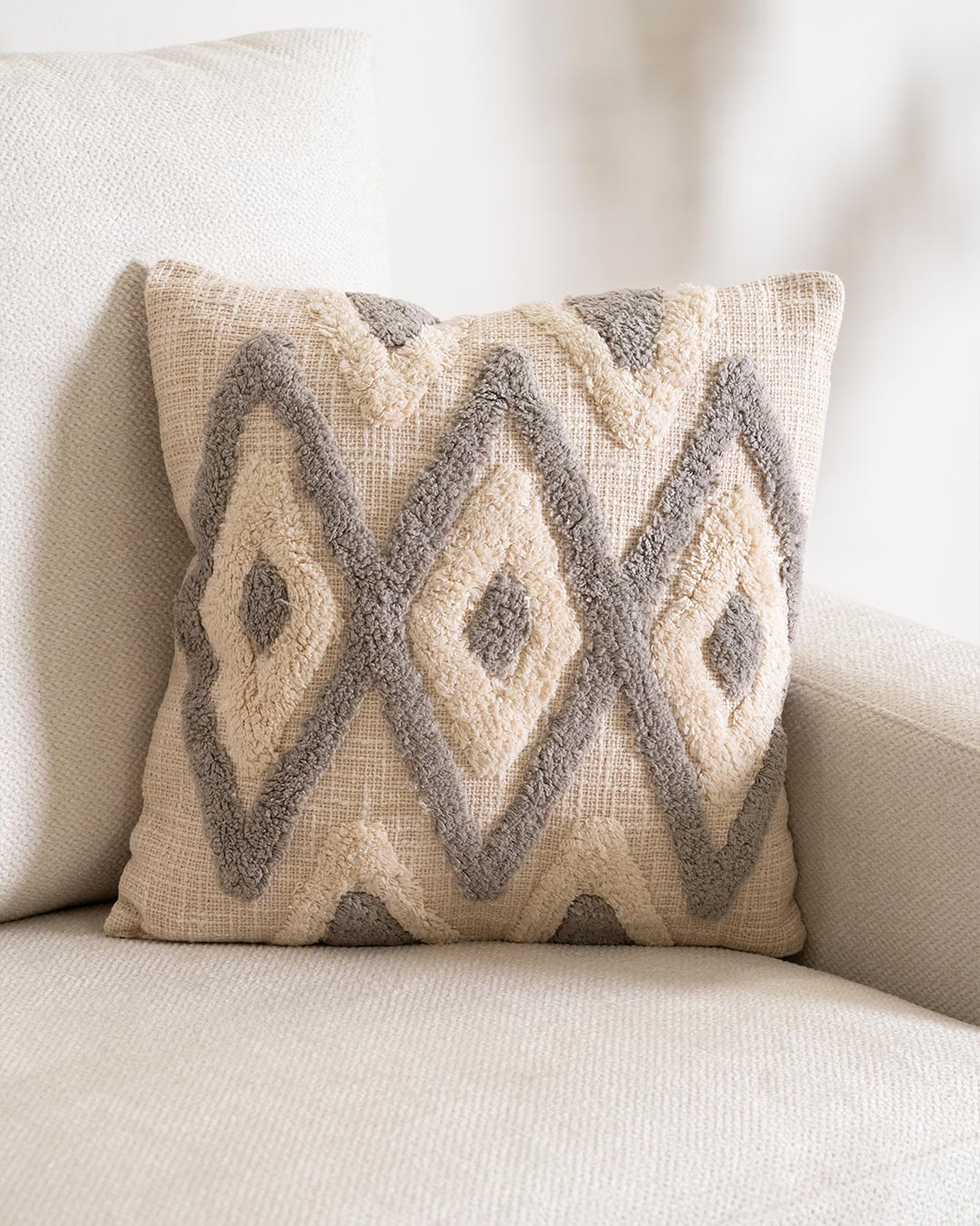 Coussin Valirio en coton gris clair