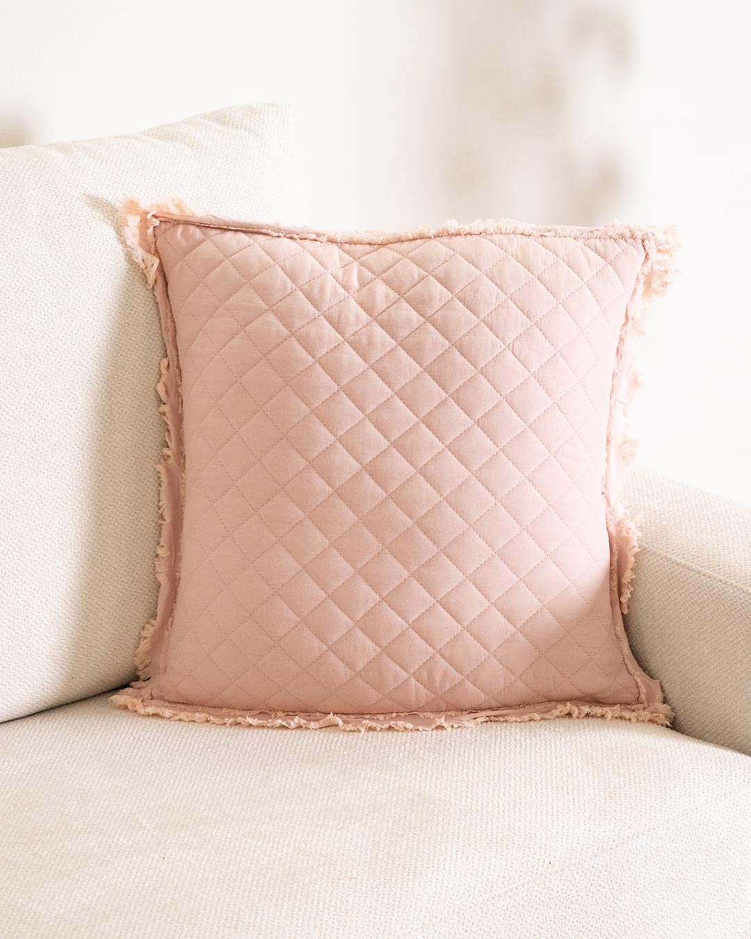 Cojín Flecos Liso Rosa Keike