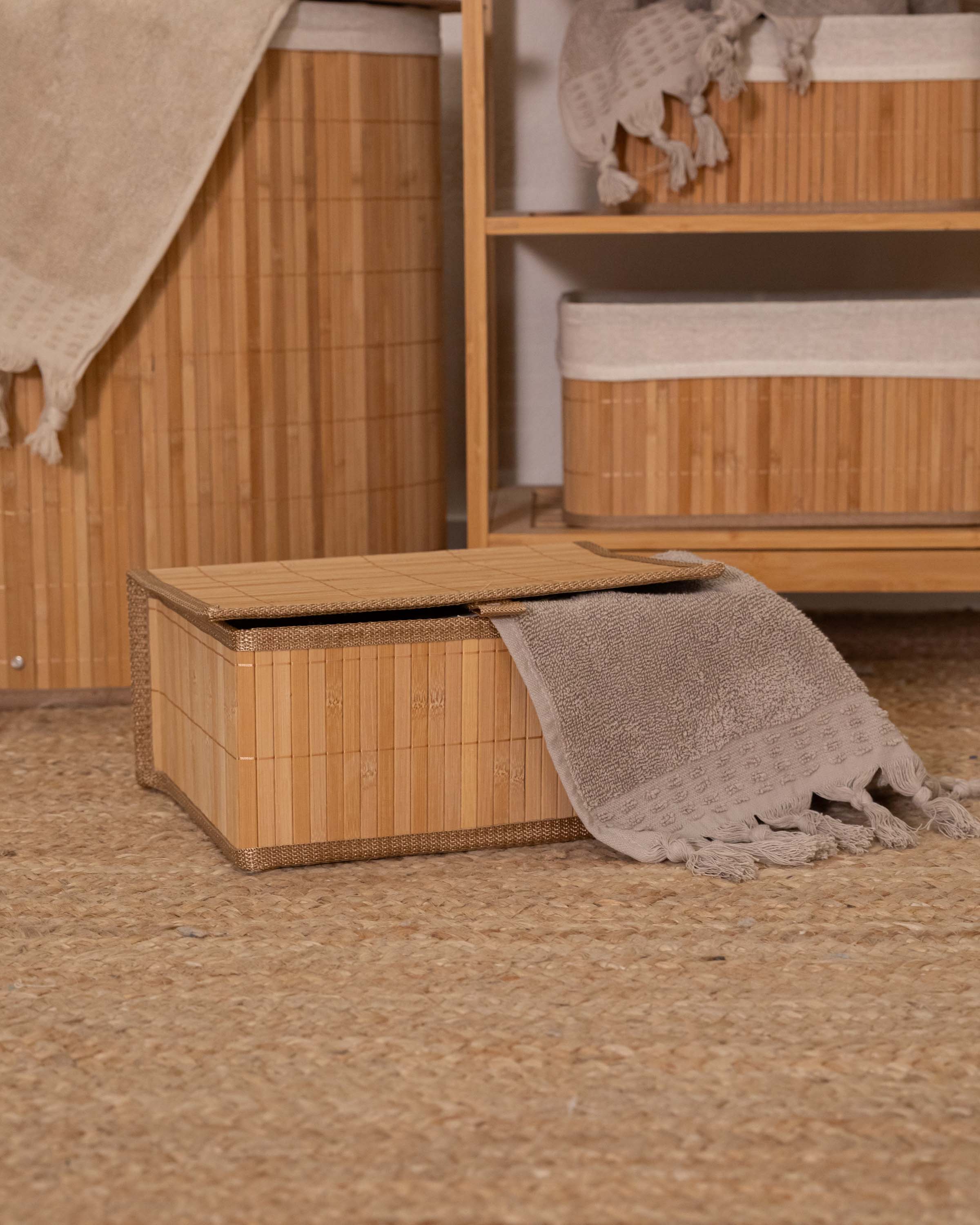 Scatola di bambù naturale con coperchio