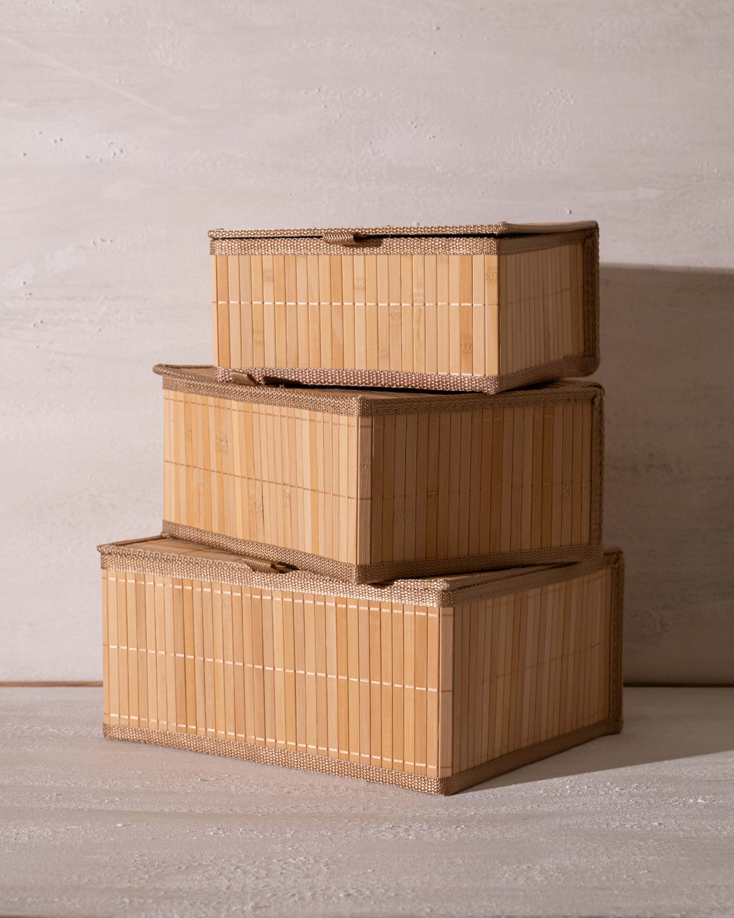 Scatola di bambù naturale con coperchio