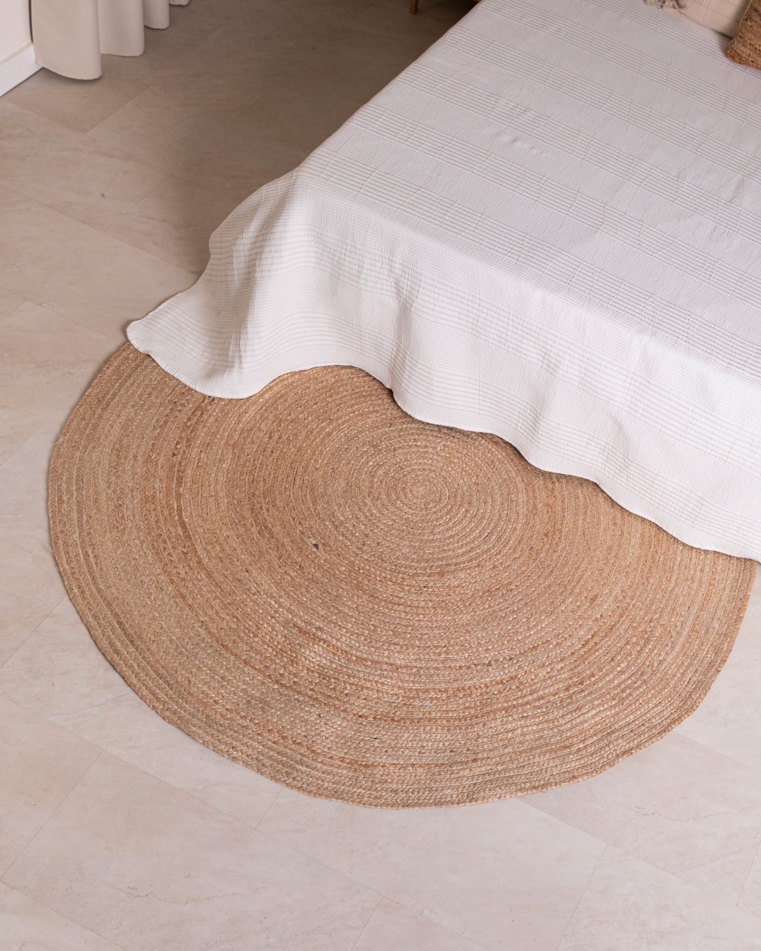 Round Jute Rug, Beech Beige
