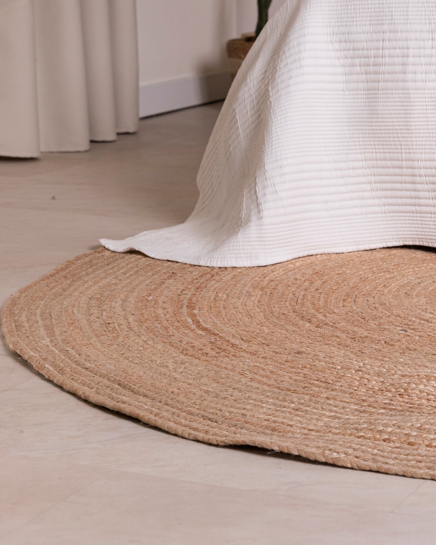 Round Jute Rug, Beech Beige