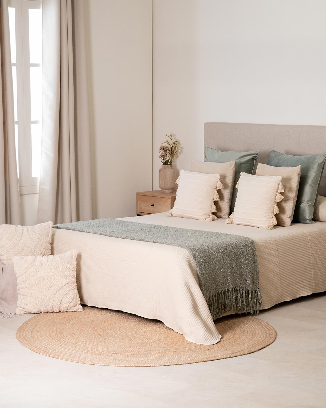 Copriletto in cotone jacquard Paula Taupe