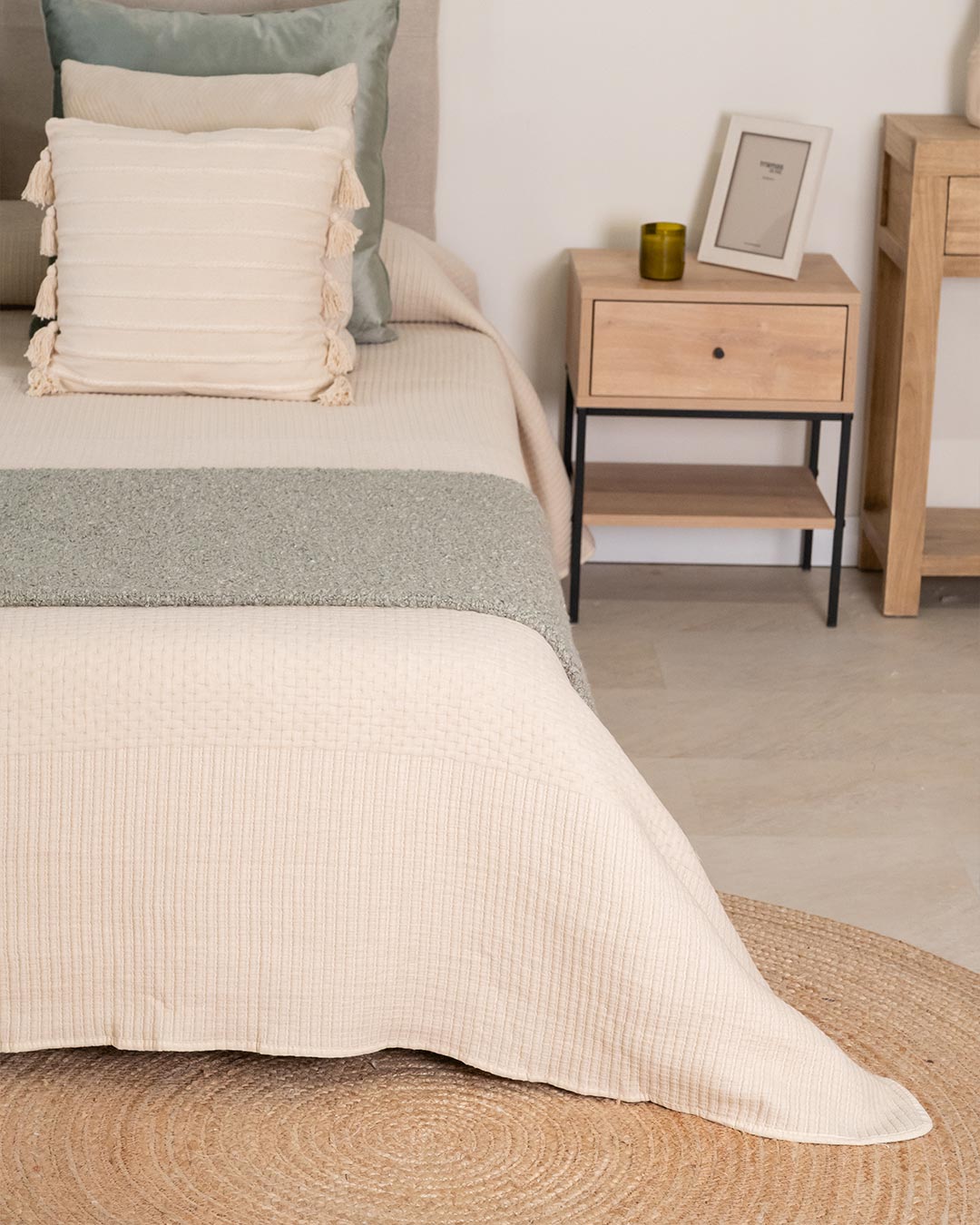 Copriletto in cotone jacquard Paula Taupe