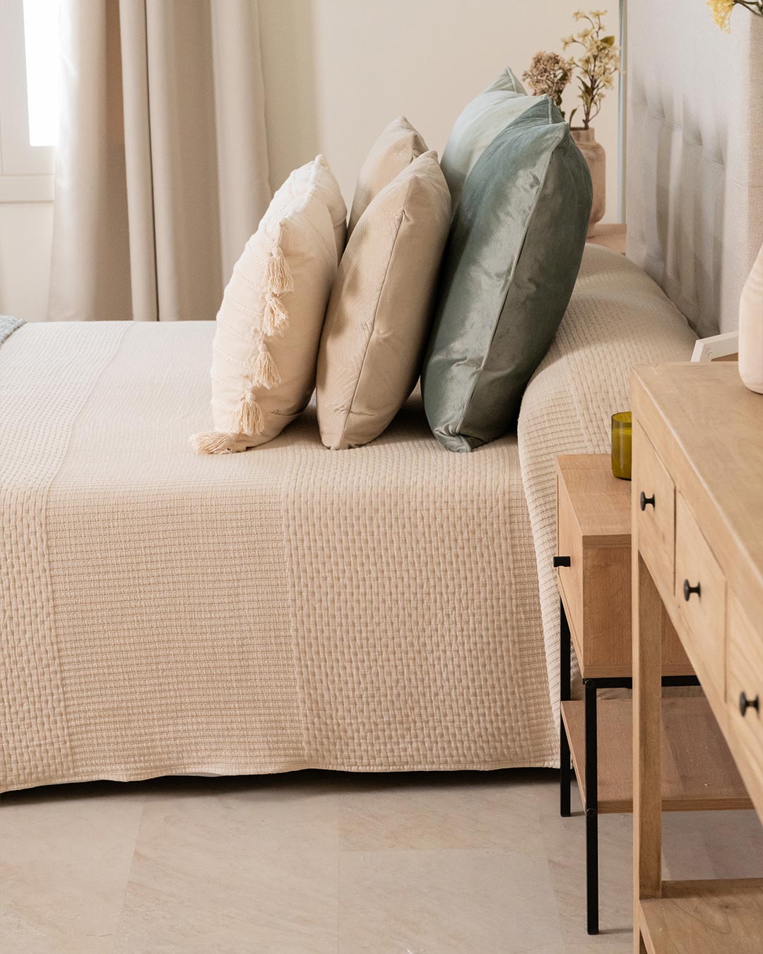 Copriletto in cotone jacquard Paula Taupe