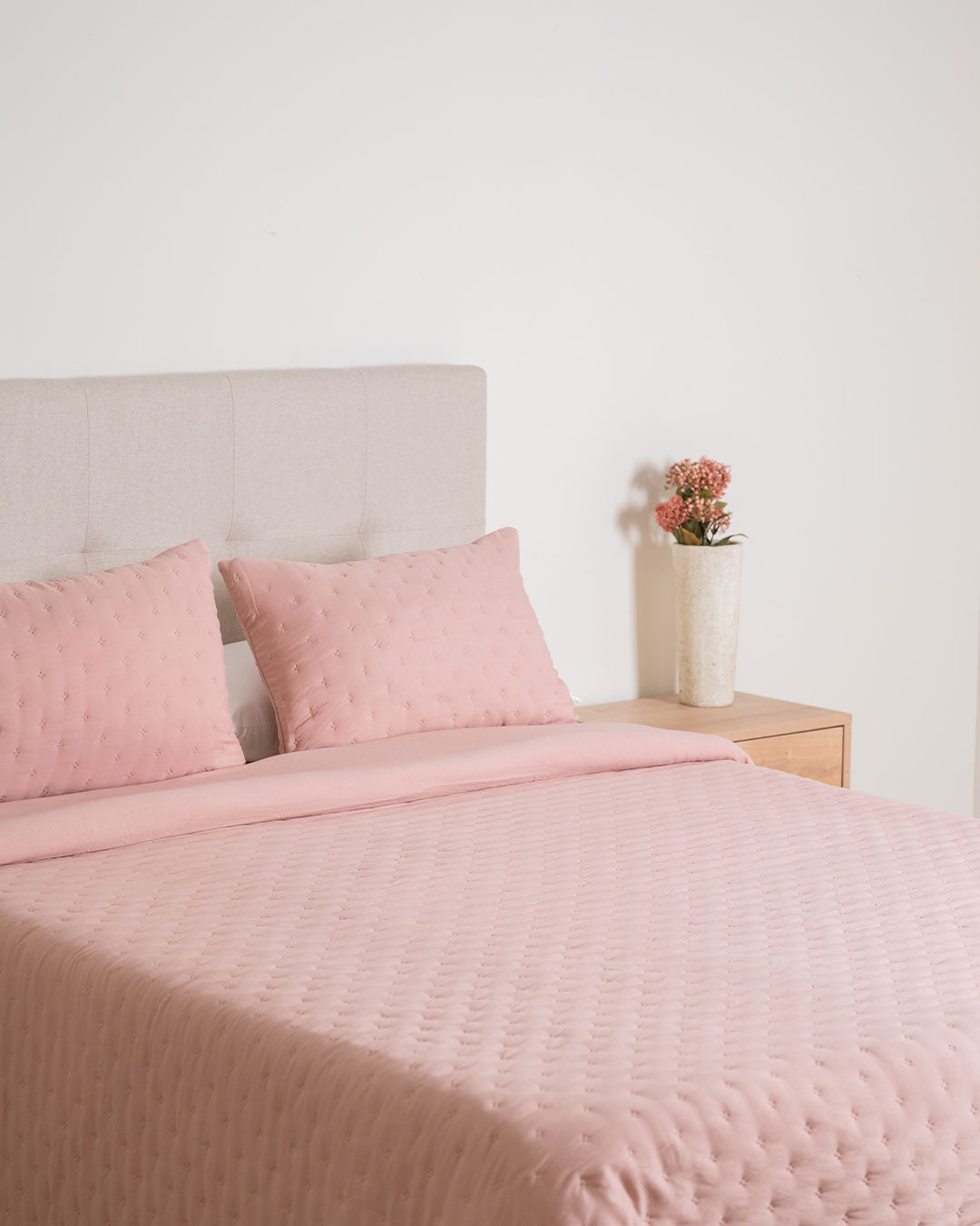 Funda Nórdica Acolchada Perforada Rosa Keike