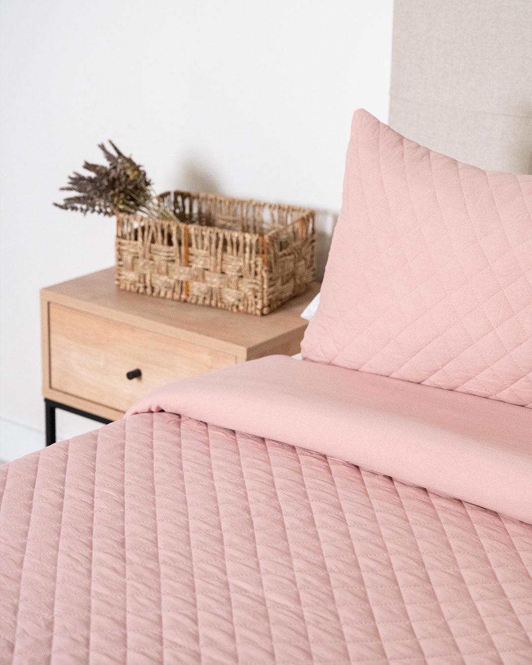 Funda Nórdica Acolchada Diagonal Rosa Keike