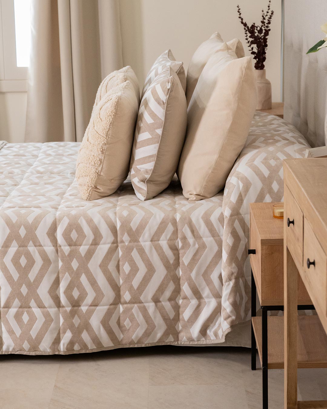 Colcha Jacquard Nela Doble Tela Verano Topo