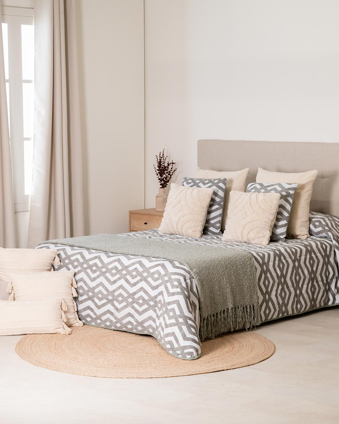 Colcha Jacquard Nela Doble Tela Verano Verde Seco