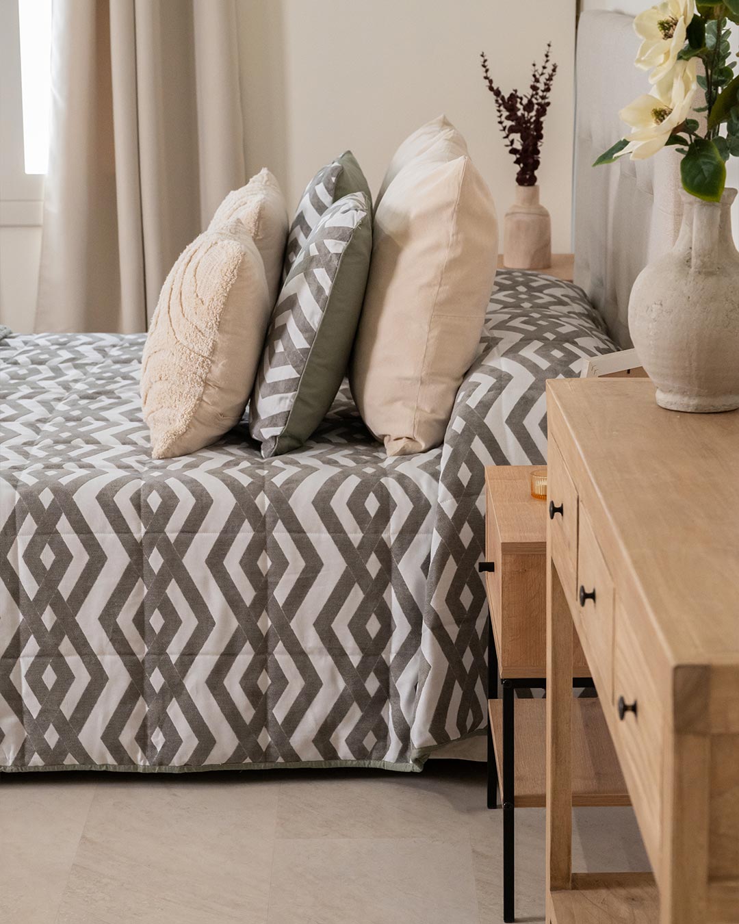 Colcha Jacquard Nela Doble Tela Verano Verde Seco