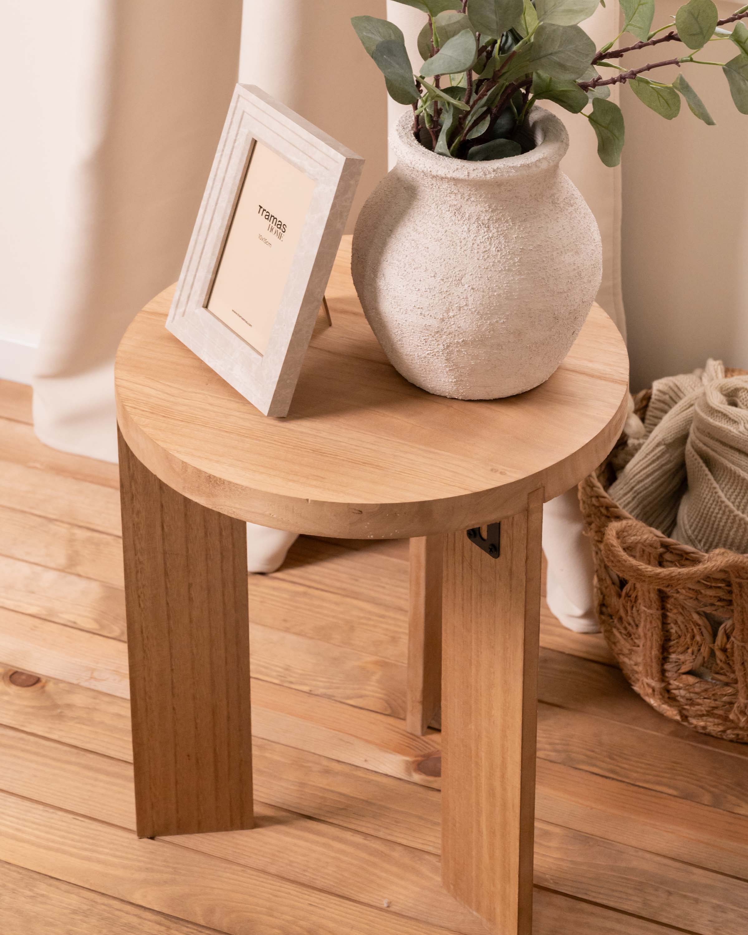 Mesa Auxiliar Redonda Madera Marrón