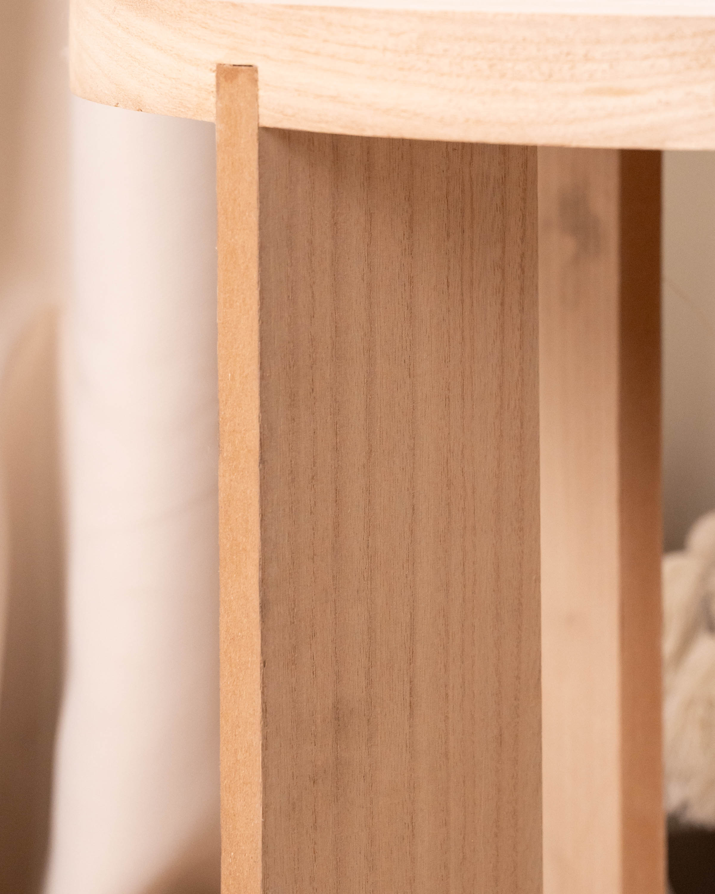 Mesa Auxiliar Redonda Madera Natural