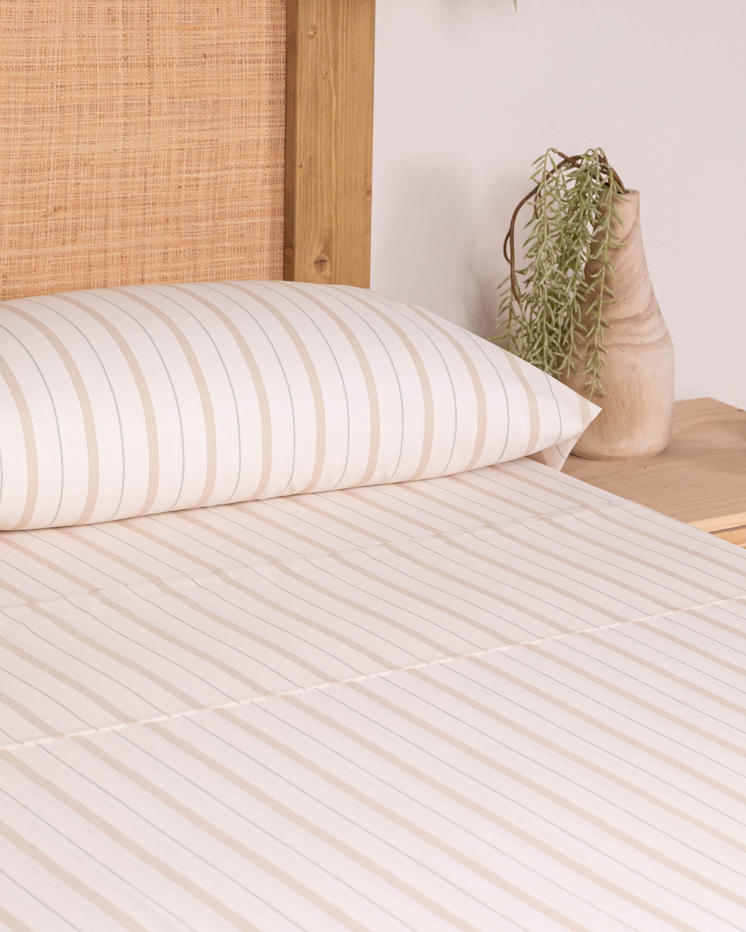 Juego de Sábanas Raya Rita Algodón Satén Verde Seco