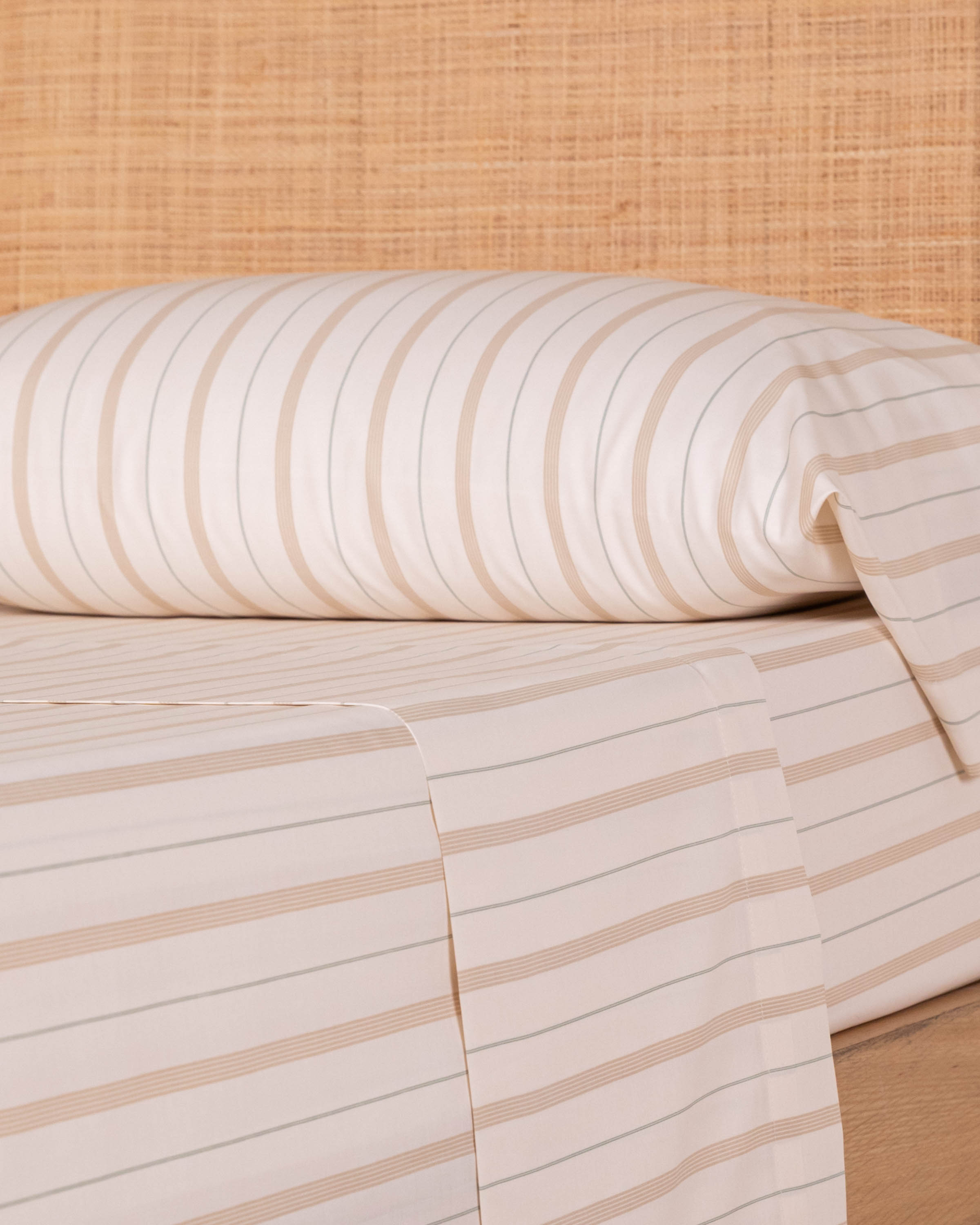 Juego de Sábanas Raya Rita Algodón Satén Verde Seco