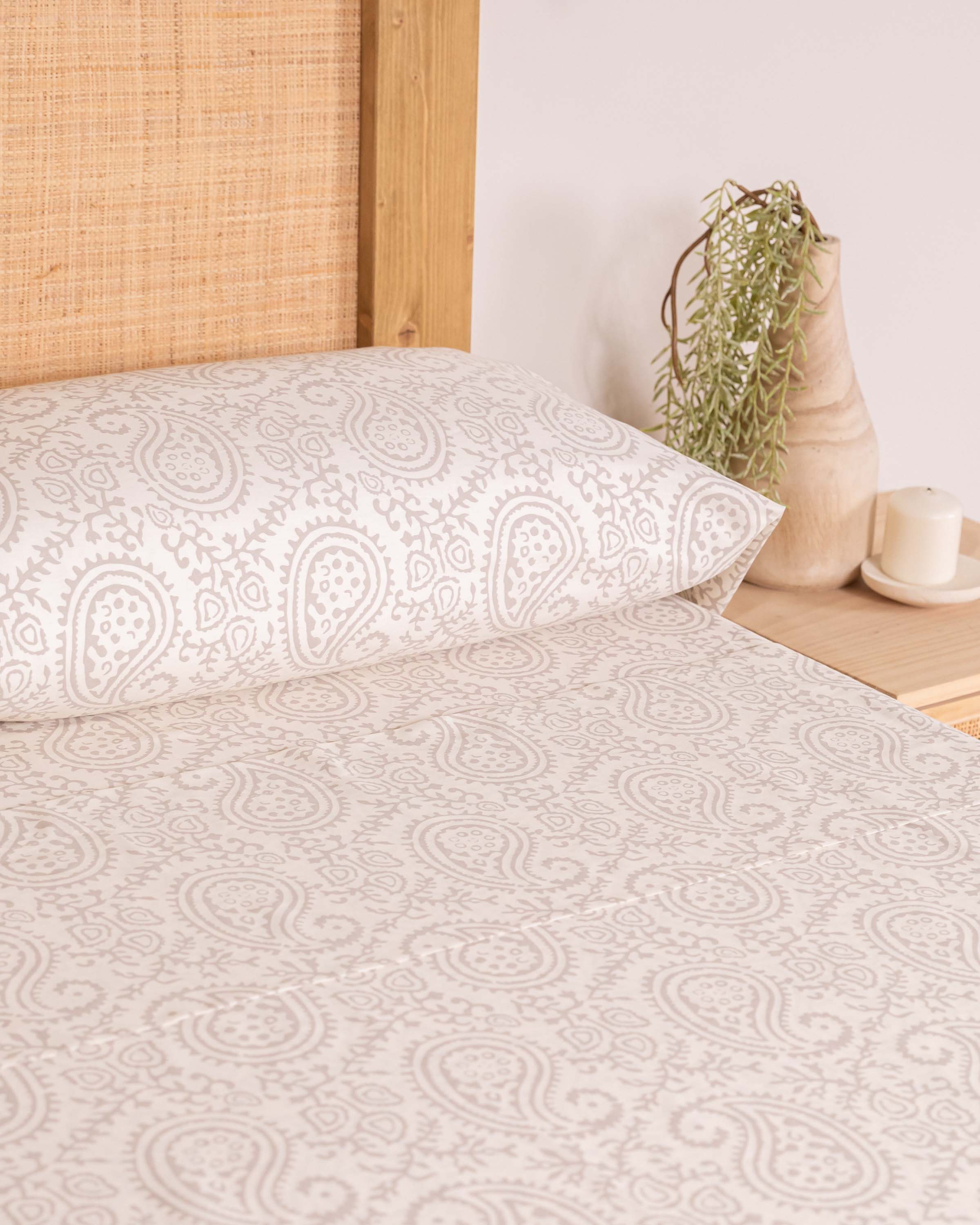 Juego de Sábanas Caterina Algodón Satén Gris Claro