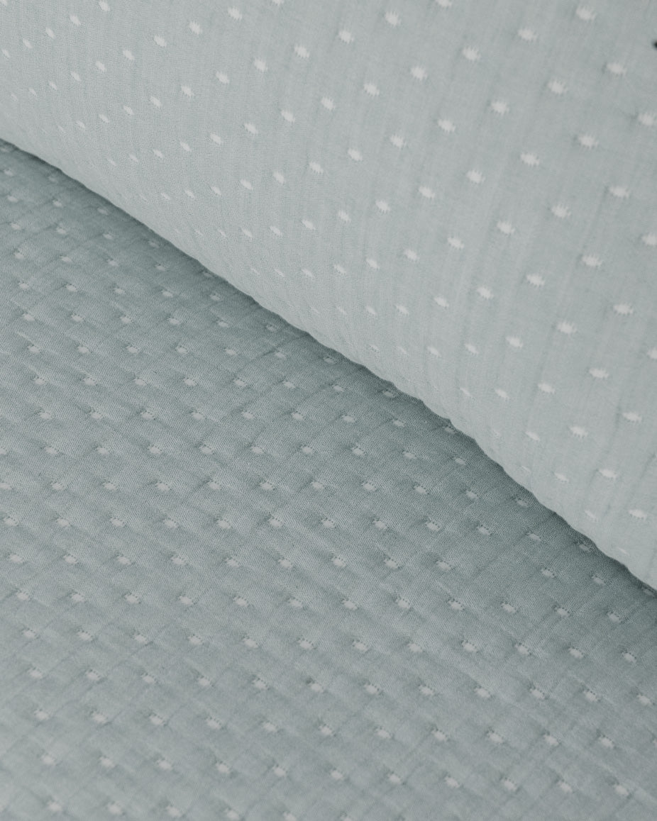 Colcha Doble Tela Algodón Jacquard  Punto Azul Keike