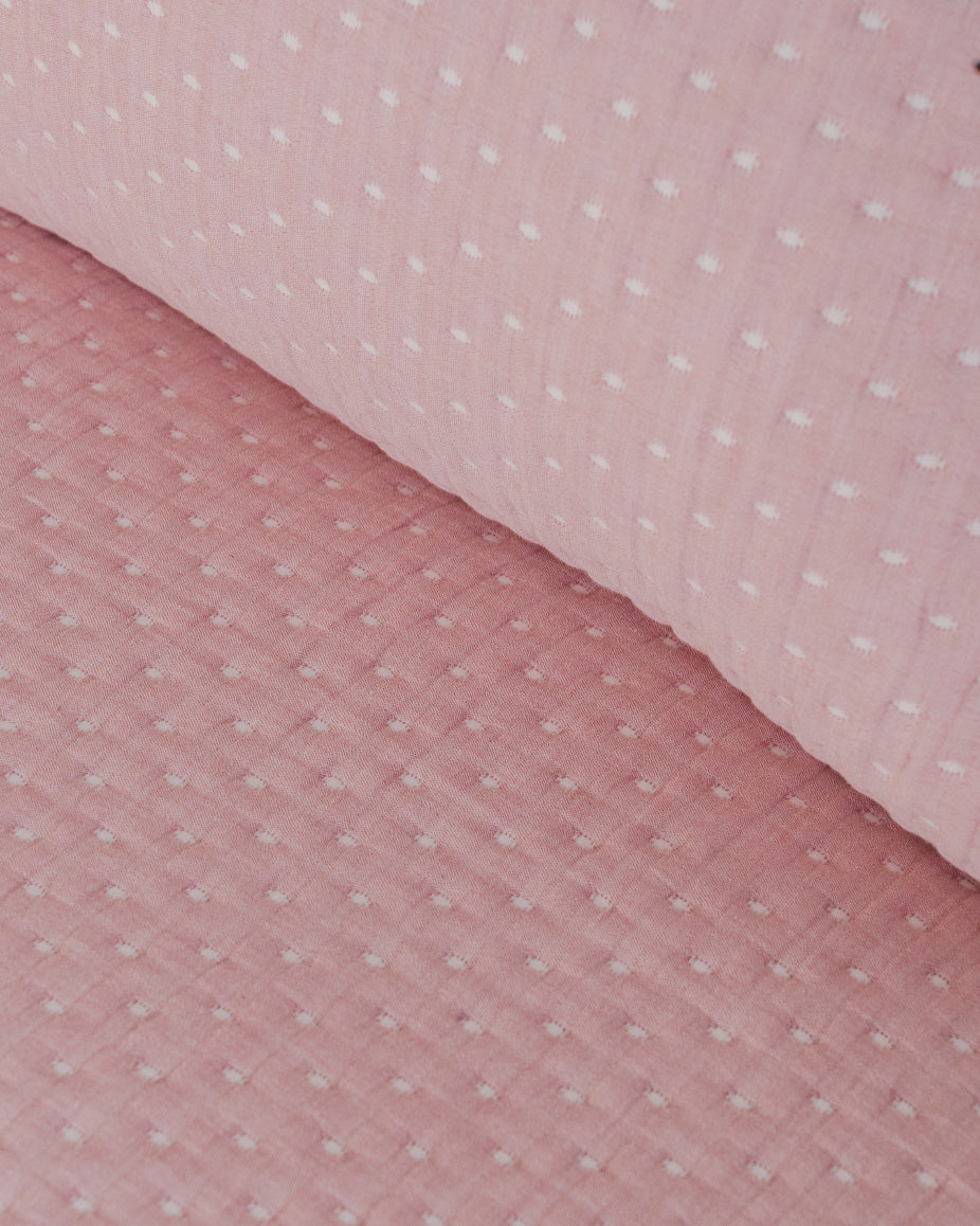 Colcha Doble Tela Algodón Jacquard  Punto Rosa Keike