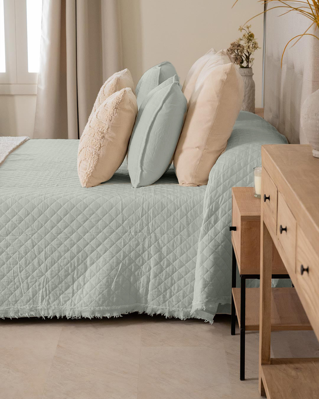 Colcha Flecos Lisa Verde Keike