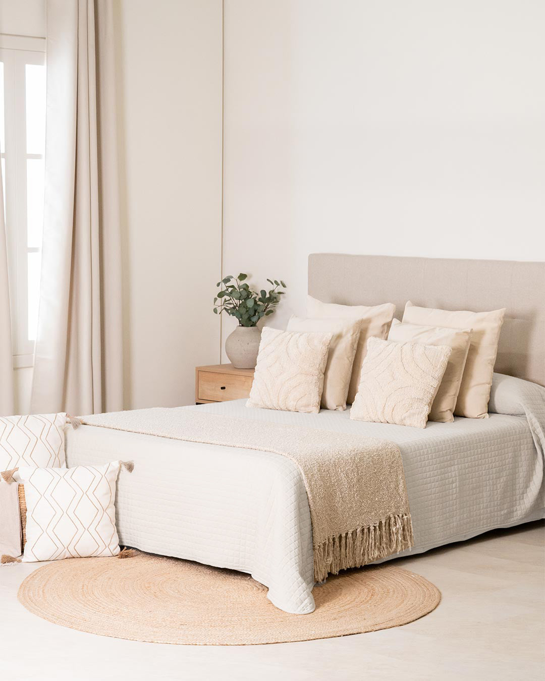 Colcha Cuadrito Lisa Natural