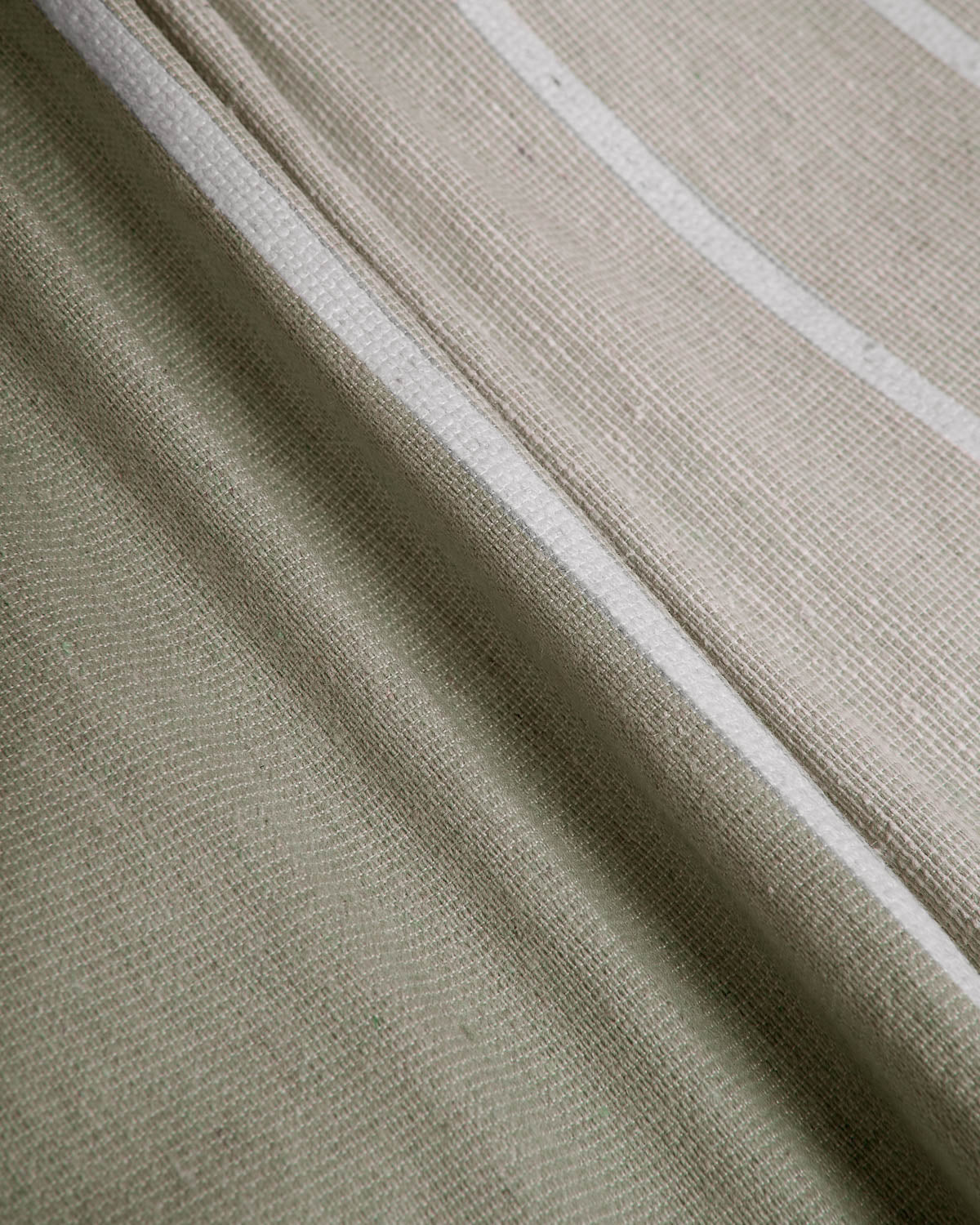 Multipurpose Wide Stripe Ottoman Dry Green