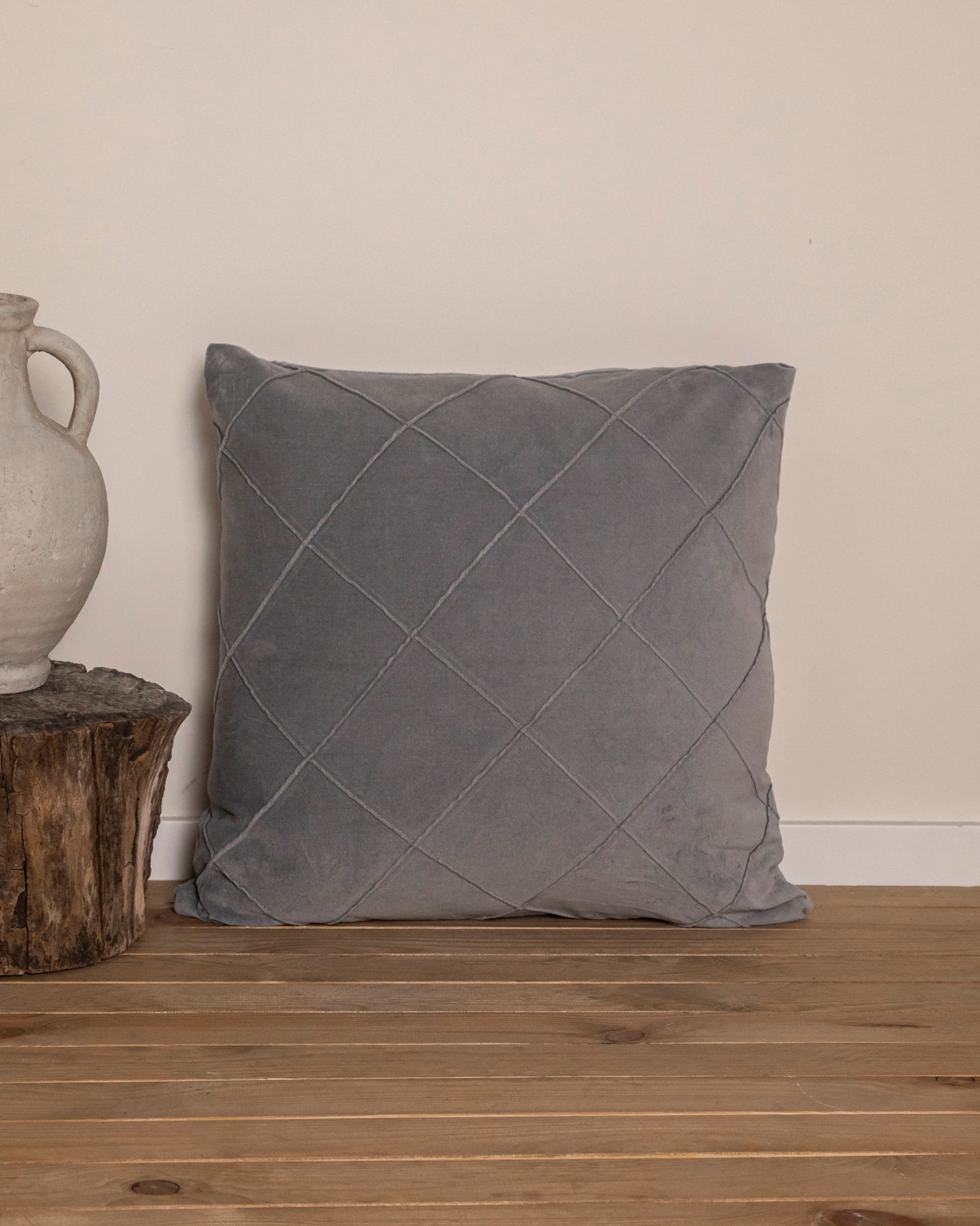 Cojín Terciopelo Algodón Rombo Azul Keike