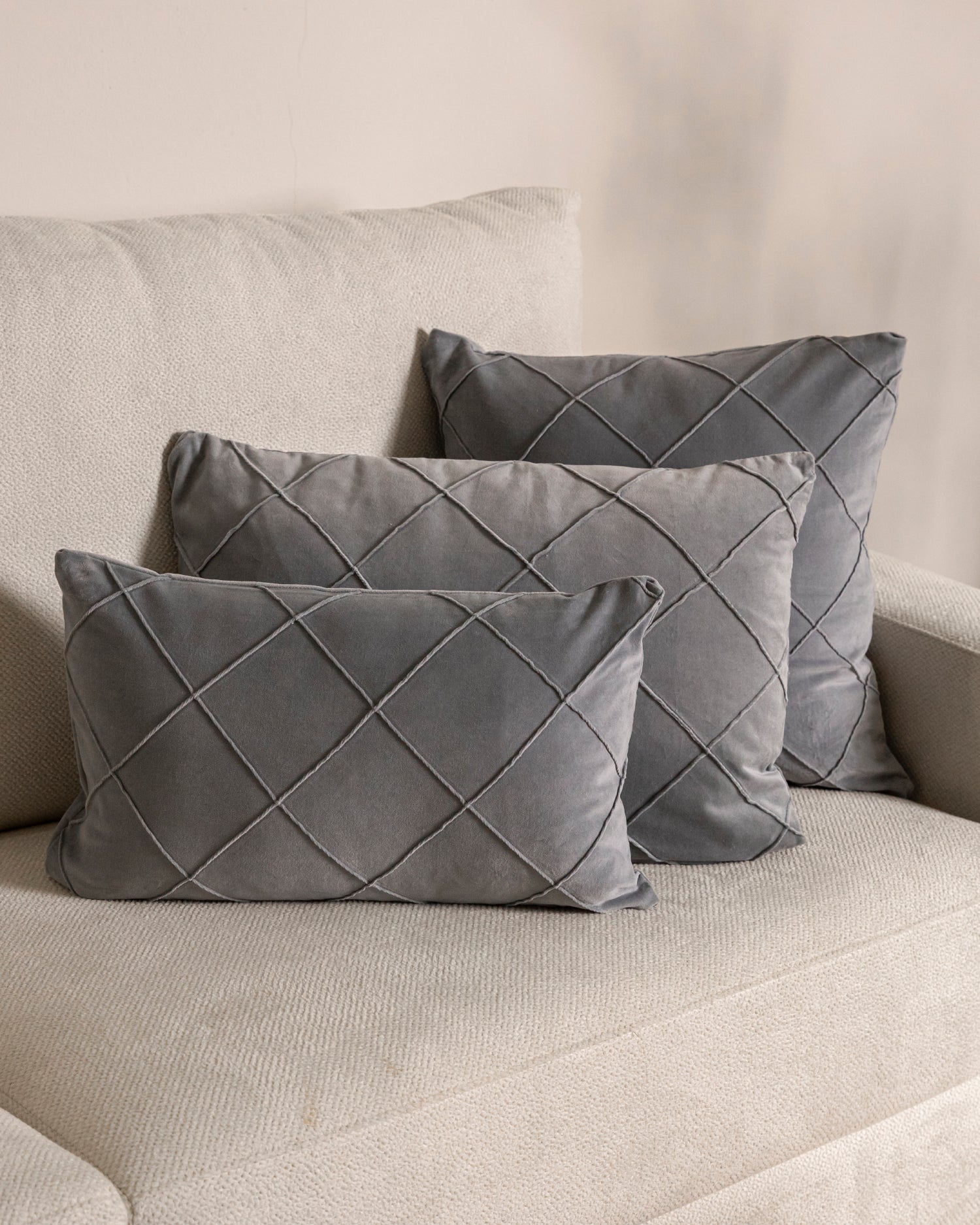 Cojín Terciopelo Algodón Rombo Azul Keike