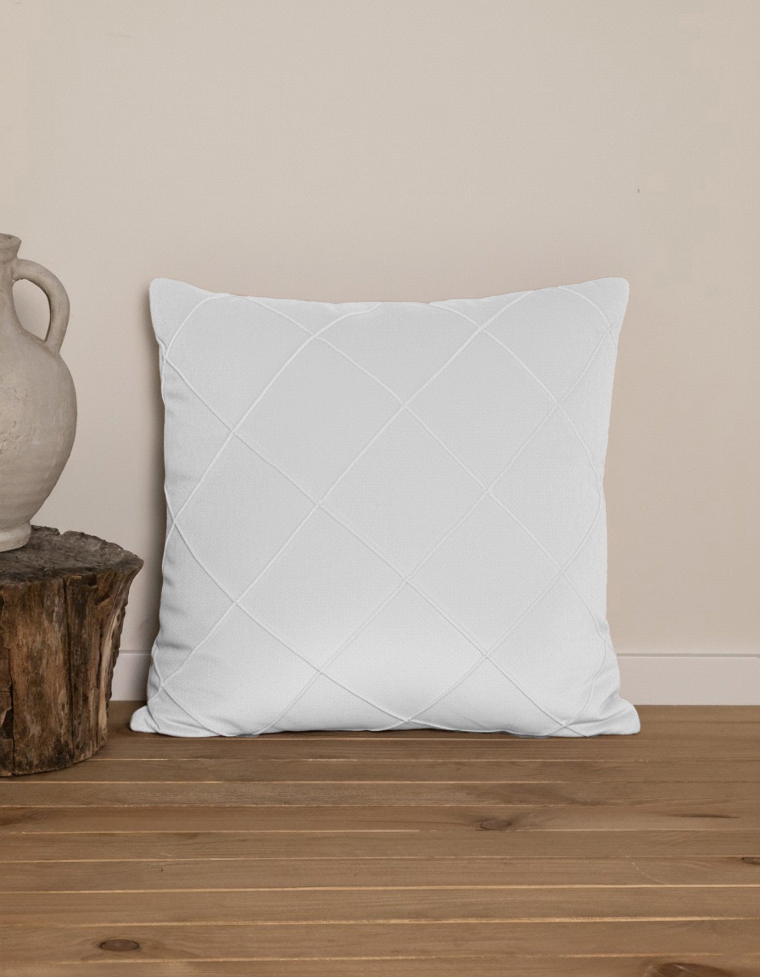Cojín Terciopelo Algodón Rombo Blanco
