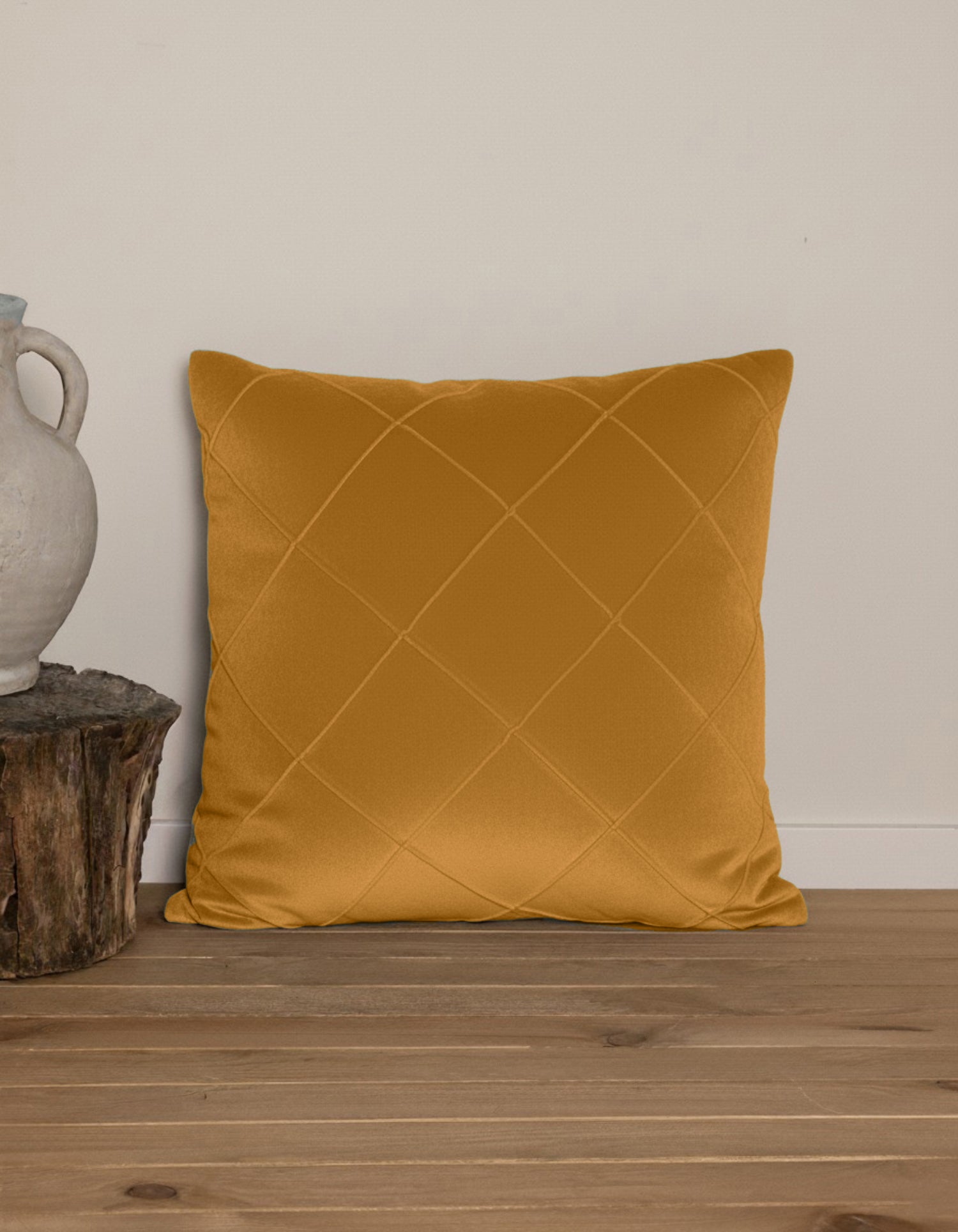 Cojín Terciopelo Algodón Rombo Ocre