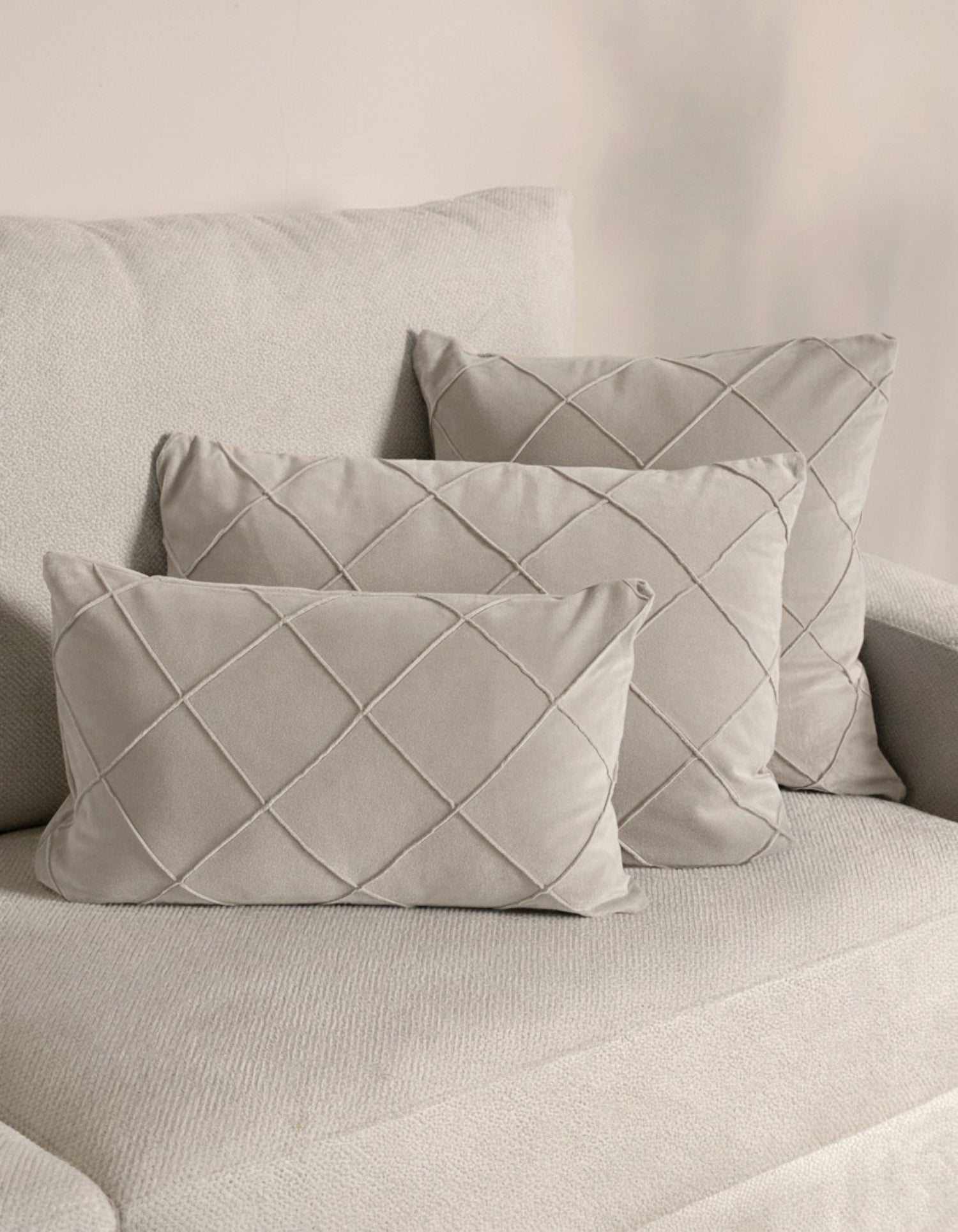 Cojín Terciopelo Algodón Rombo Topo