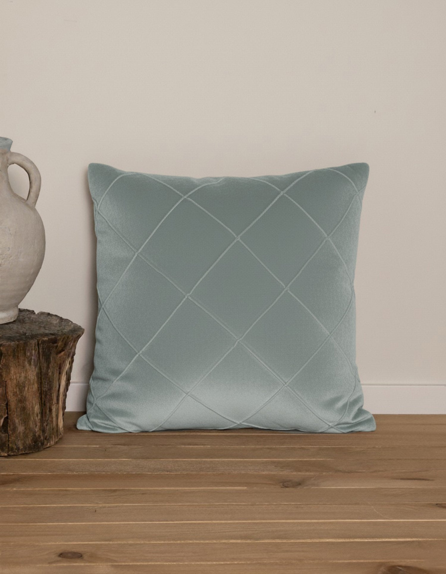 Cojín Terciopelo Algodón Rombo Verde Keike