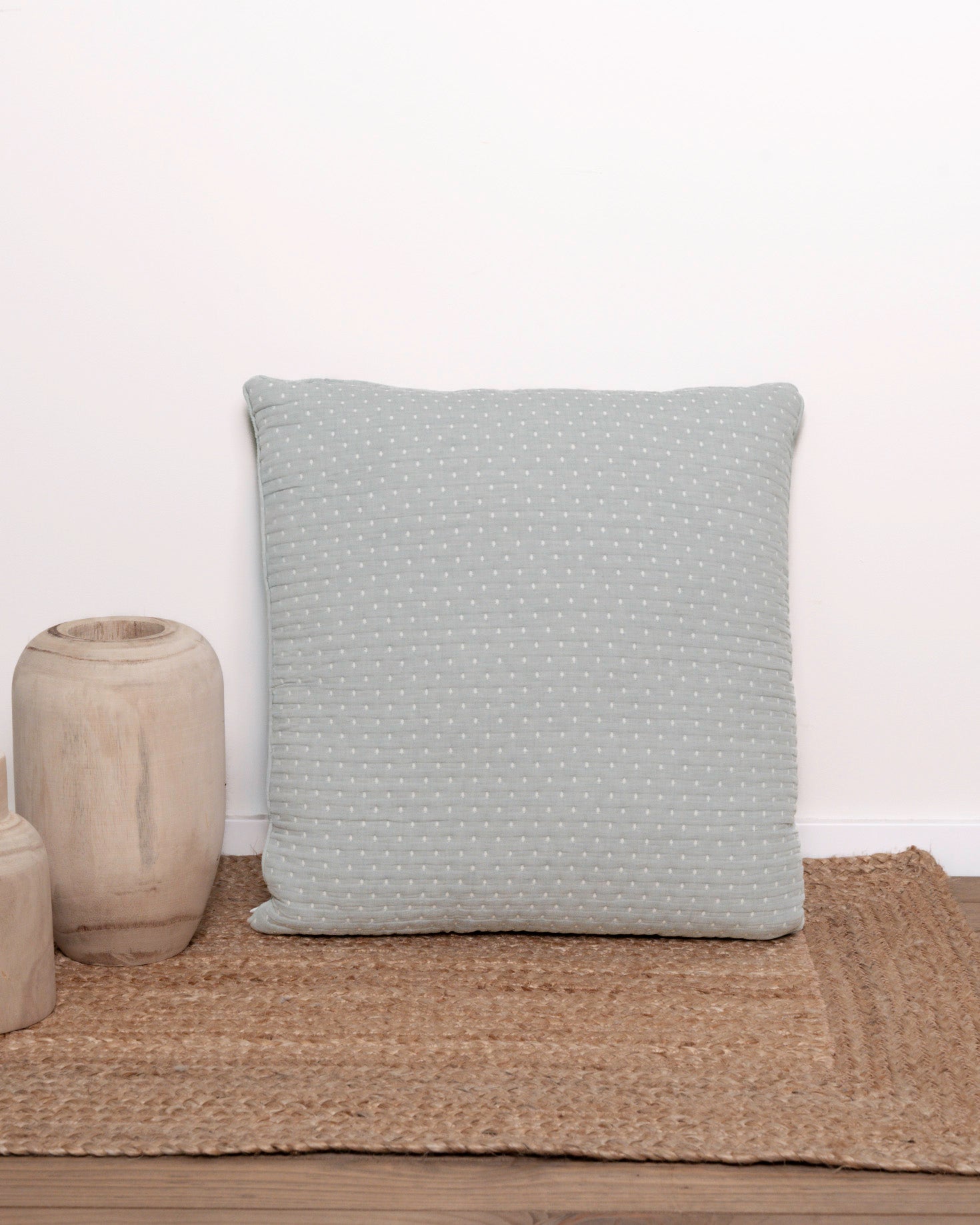 Cojín doble tela algodón jacquard Punto azul keike