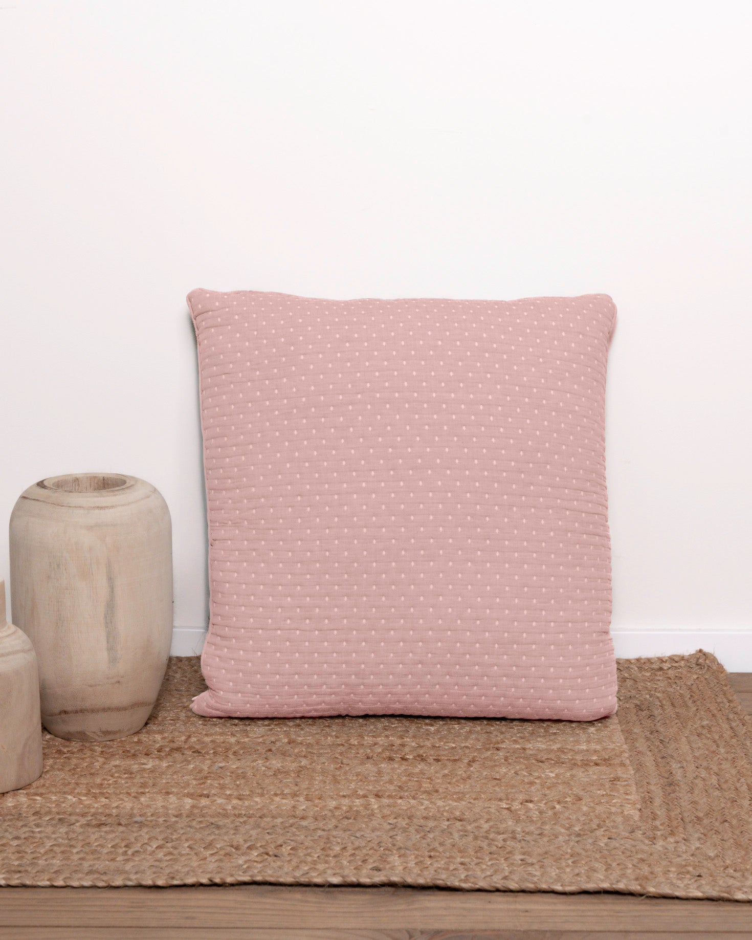 Cojín doble tela algodón jacquard Punto rosa keike