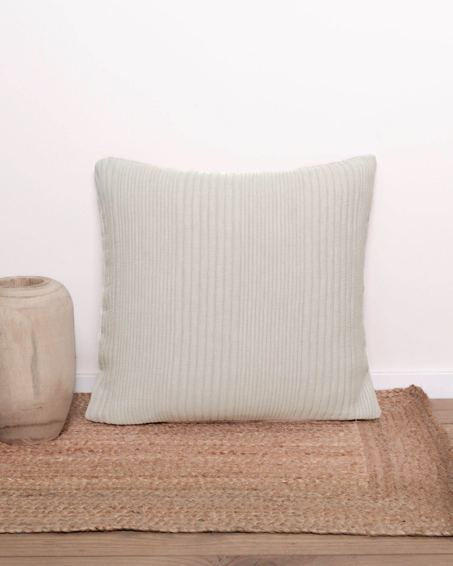 Cojín doble tela algodón jacquard Raya Londres gris claro