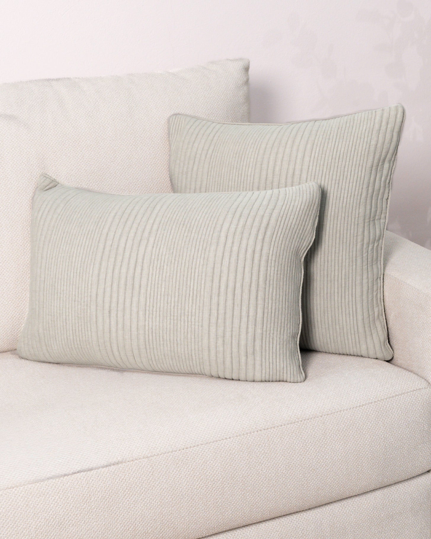 Cojín doble tela algodón jacquard Raya Londres gris claro